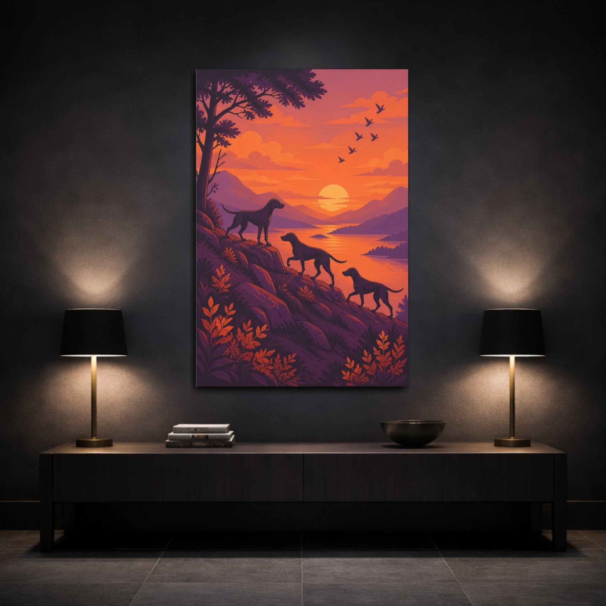 Mockup 3. Pet Hounds At Sunset shown as canvas print