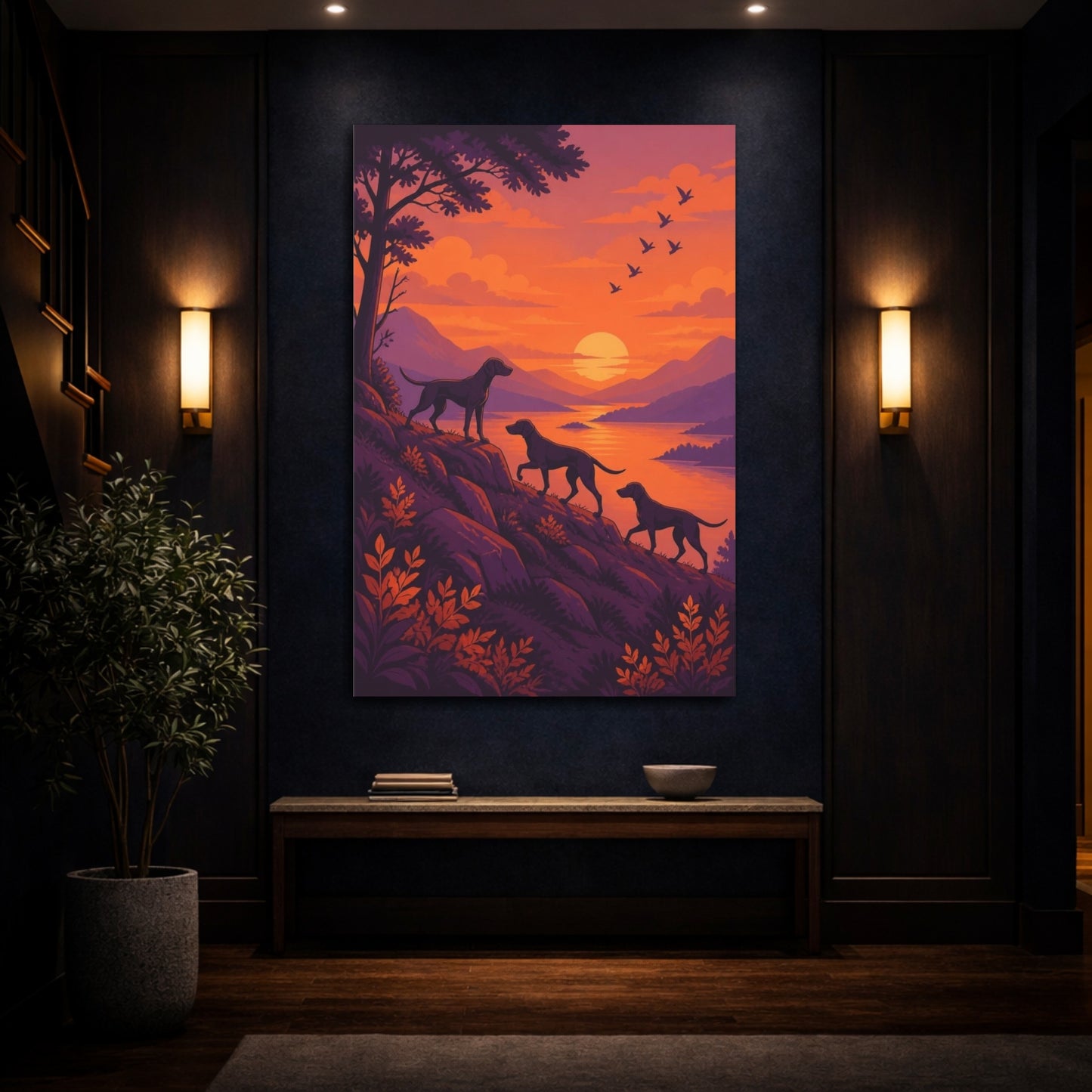 Mockup 4. Pet Hounds At Sunset shown as canvas print