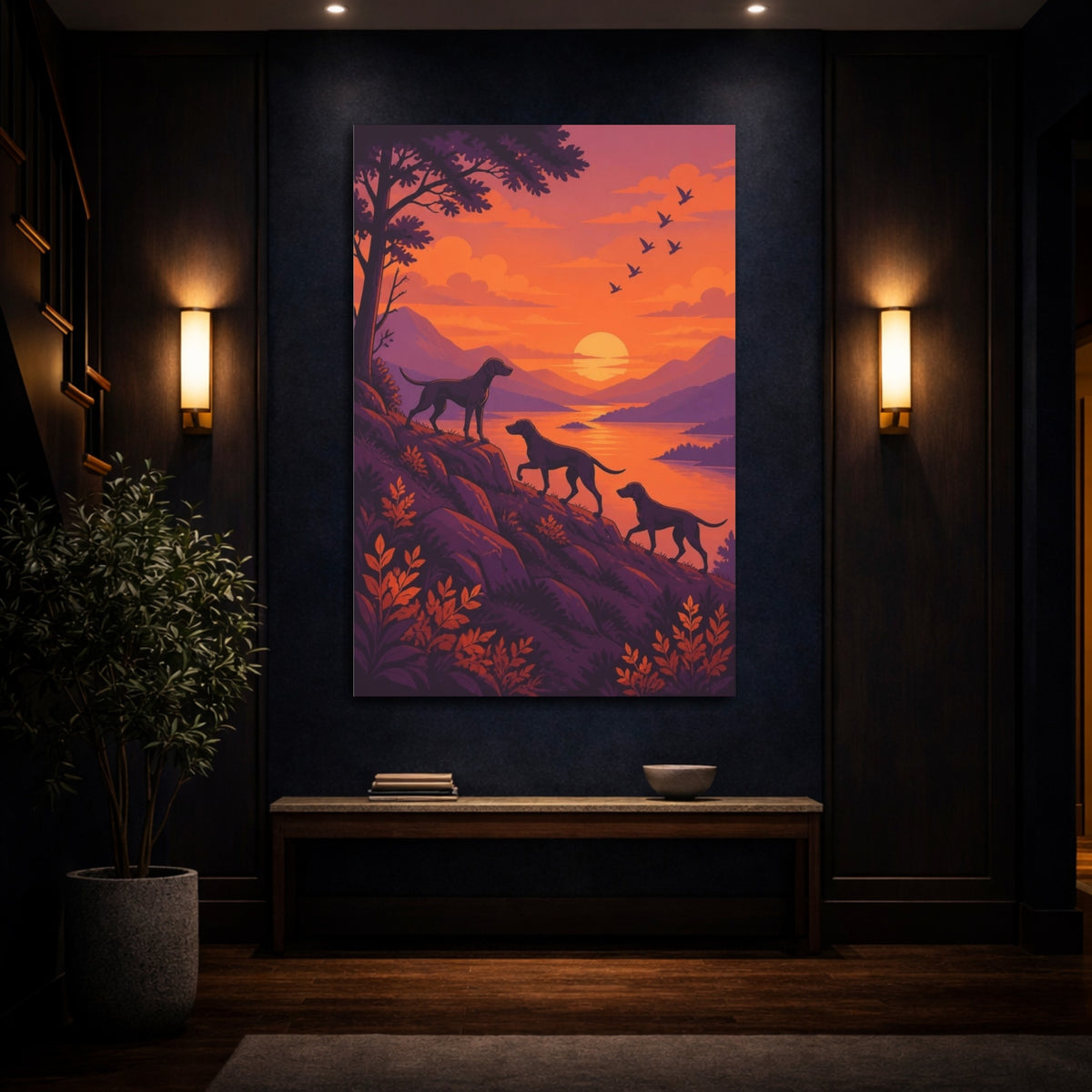 Mockup 4. Pet Hounds At Sunset shown as canvas print