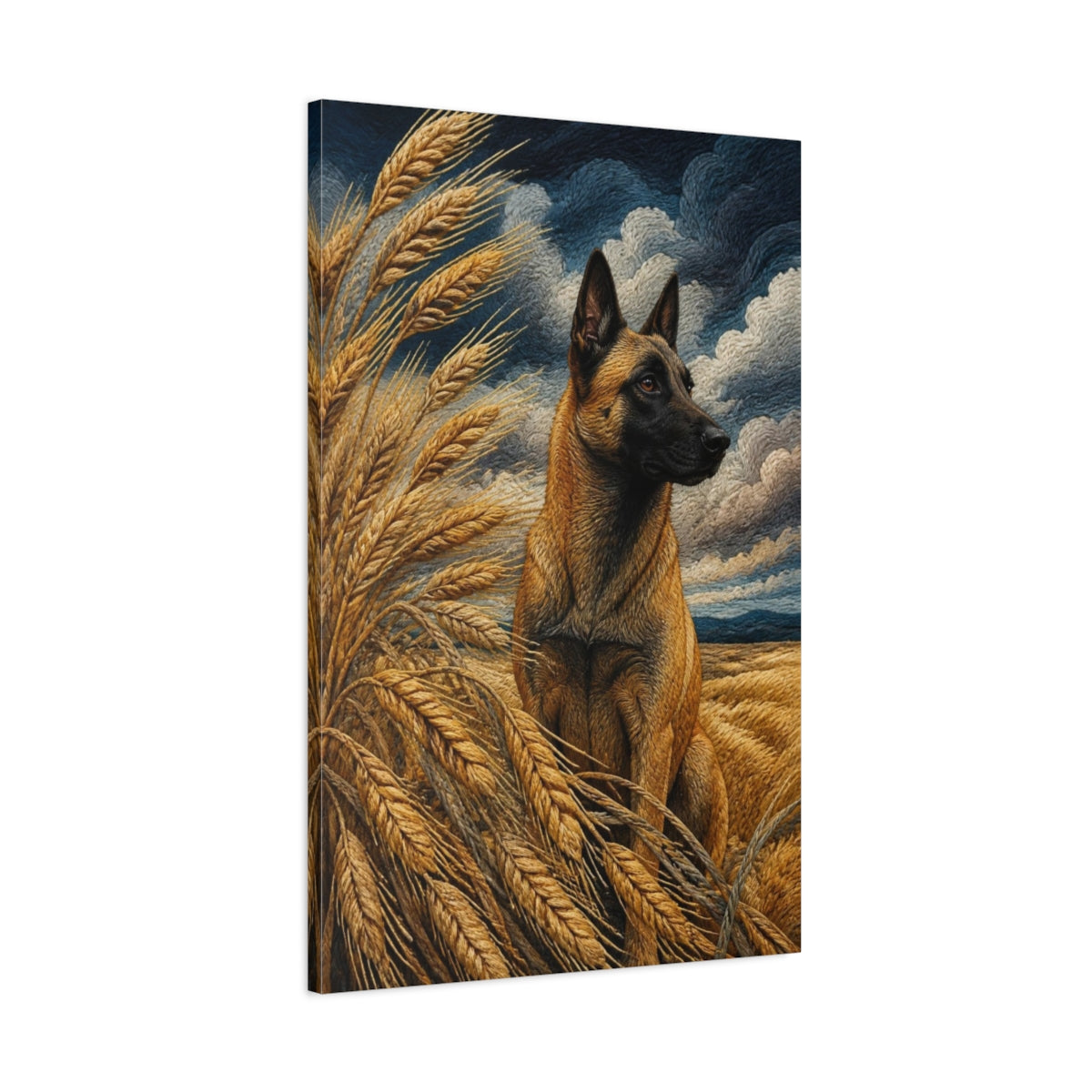 Main Mockup. Pets Belgian Malinois Portrait shown as canvas print