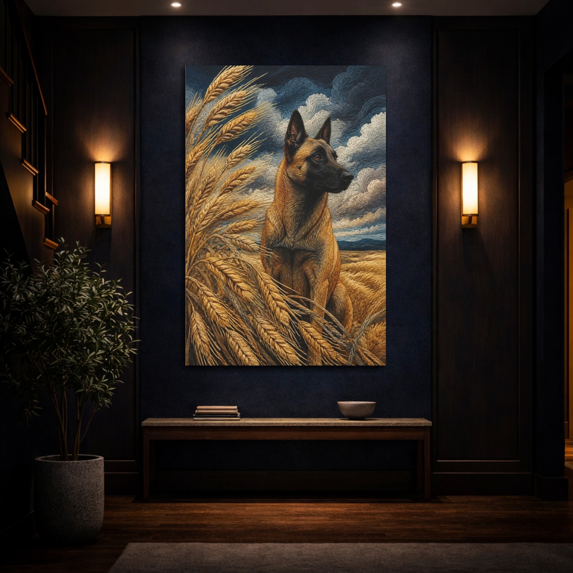 Mockup 4. Pets Belgian Malinois Portrait shown as canvas print