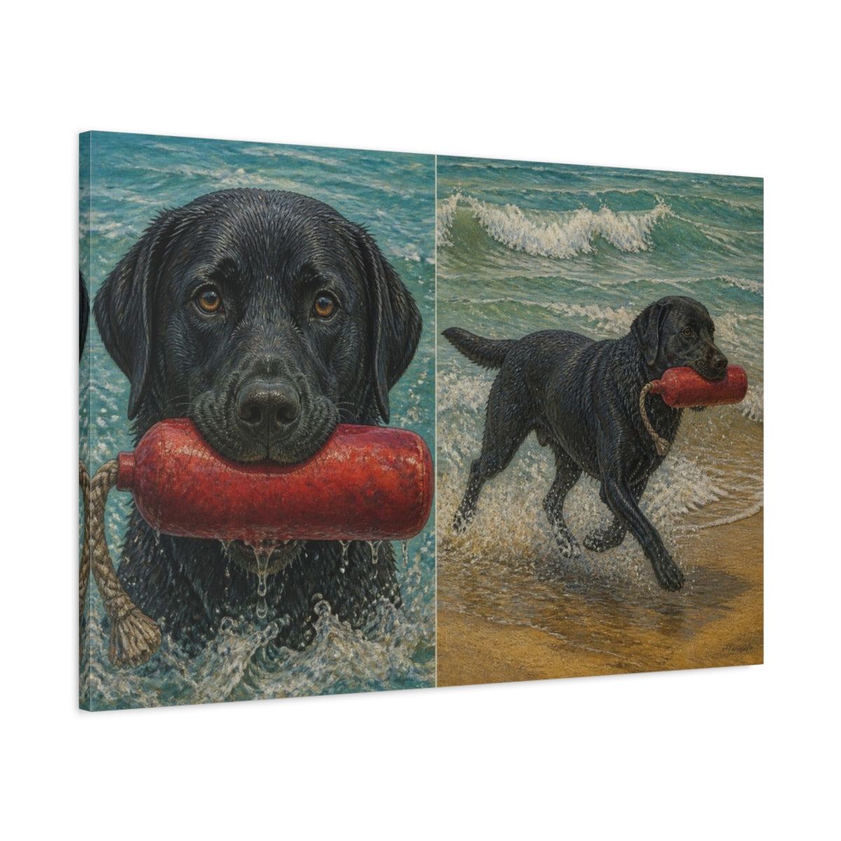 Main Mockup. Pets Black Labrador Retriever shown as canvas print