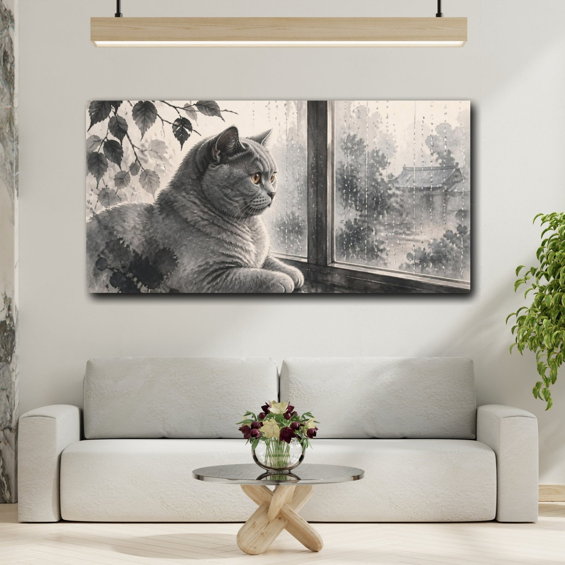 Mockup 2. Pets British Shorthair Window Gaze shown as canvas print