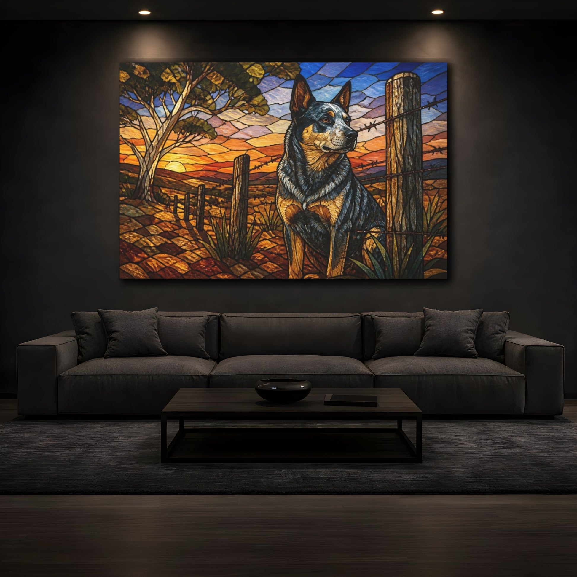 Mockup 3. Pets Cattle Dog At Sunset shown as canvas print