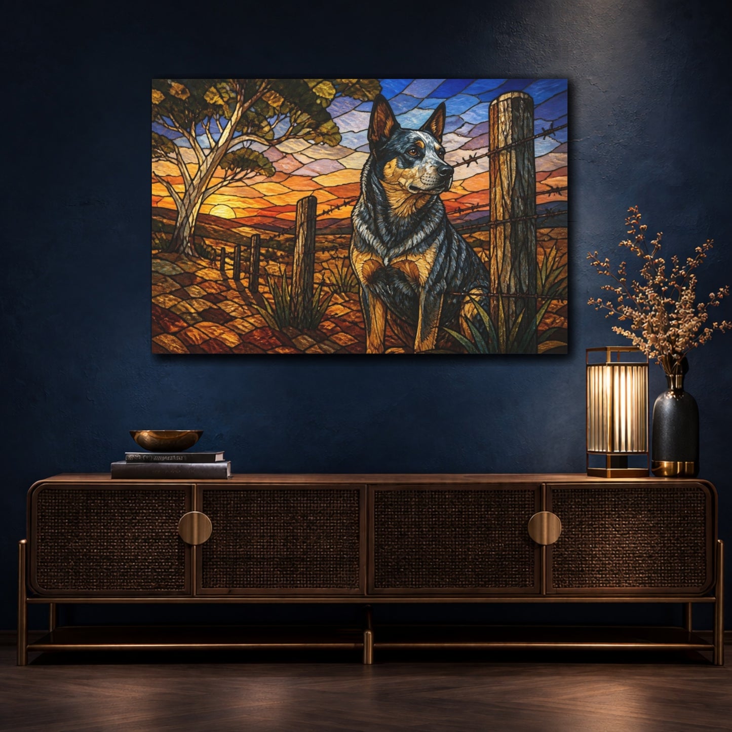 Mockup 4. Pets Cattle Dog At Sunset shown as canvas print