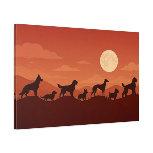 Pets Dog Silhouettes Canvas Print Wall Art – Living Room Decor, Above Sofa - YesArtYes