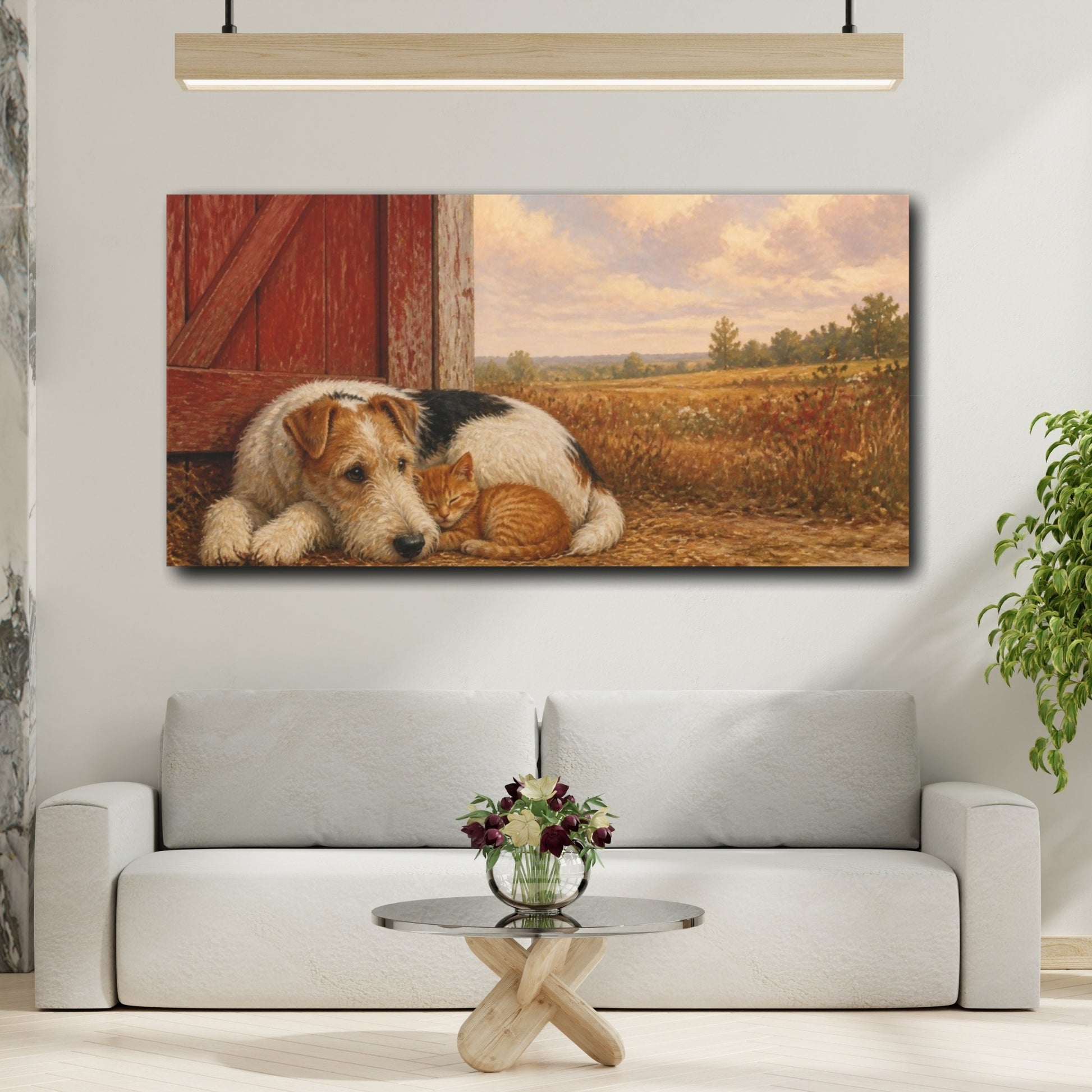Mockup 2. Pets Fox Terrier & Kitten shown as canvas print