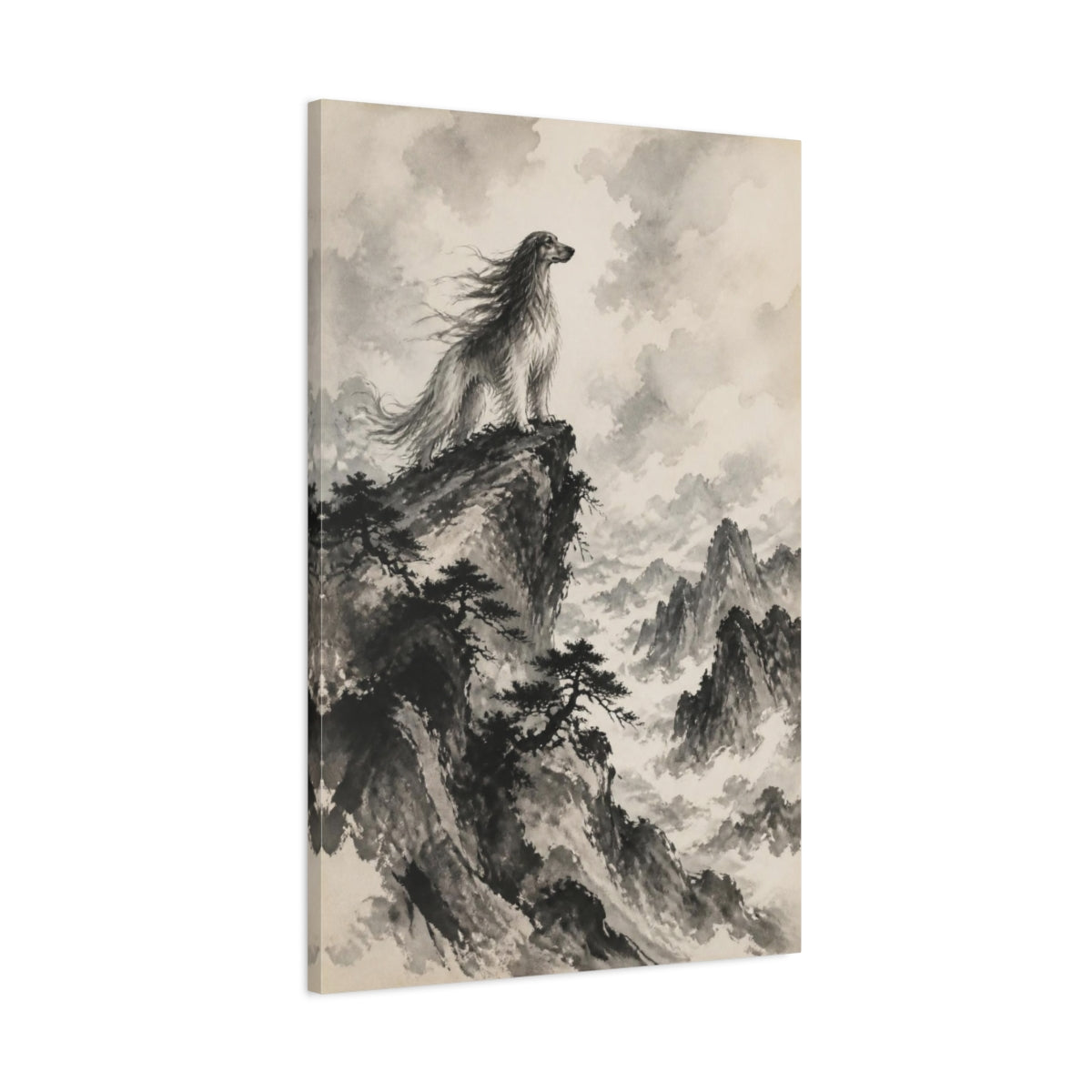 Main Mockup. Pets Majestic Afghan Hound shown as canvas print