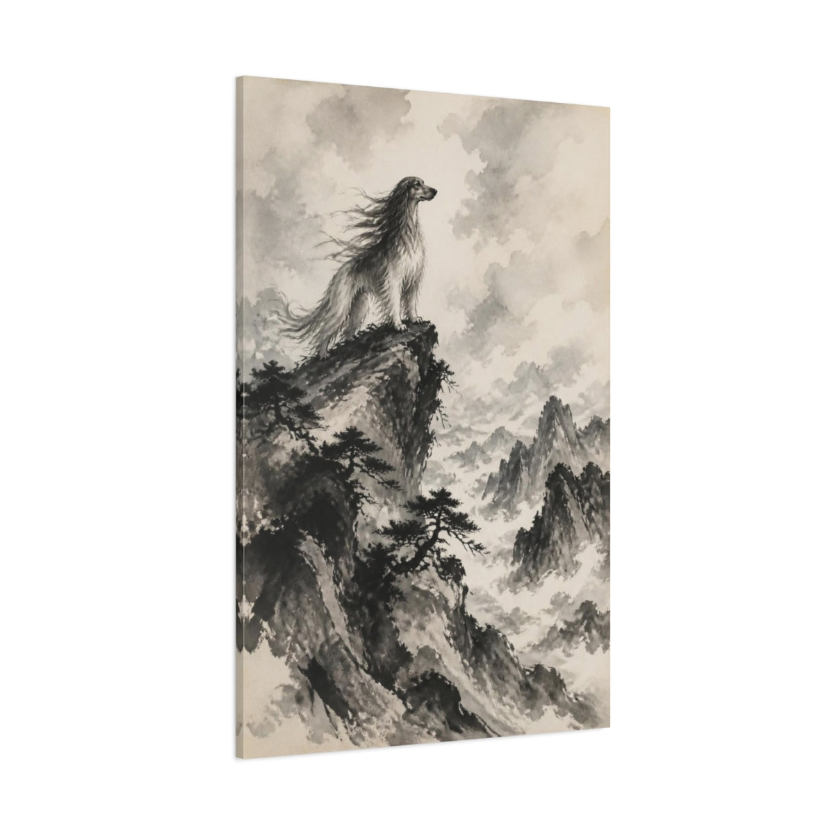 Side Mockup 1. Pets Majestic Afghan Hound shown as canvas print