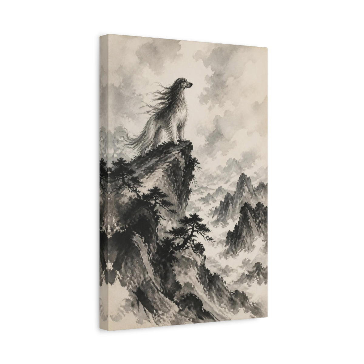 Side Mockup 4. Pets Majestic Afghan Hound shown as canvas print
