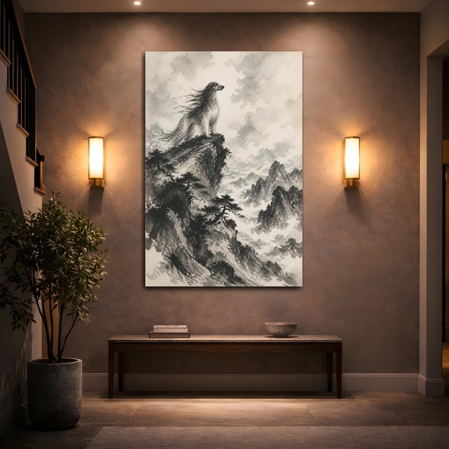 Mockup 2. Pets Majestic Afghan Hound shown as canvas print