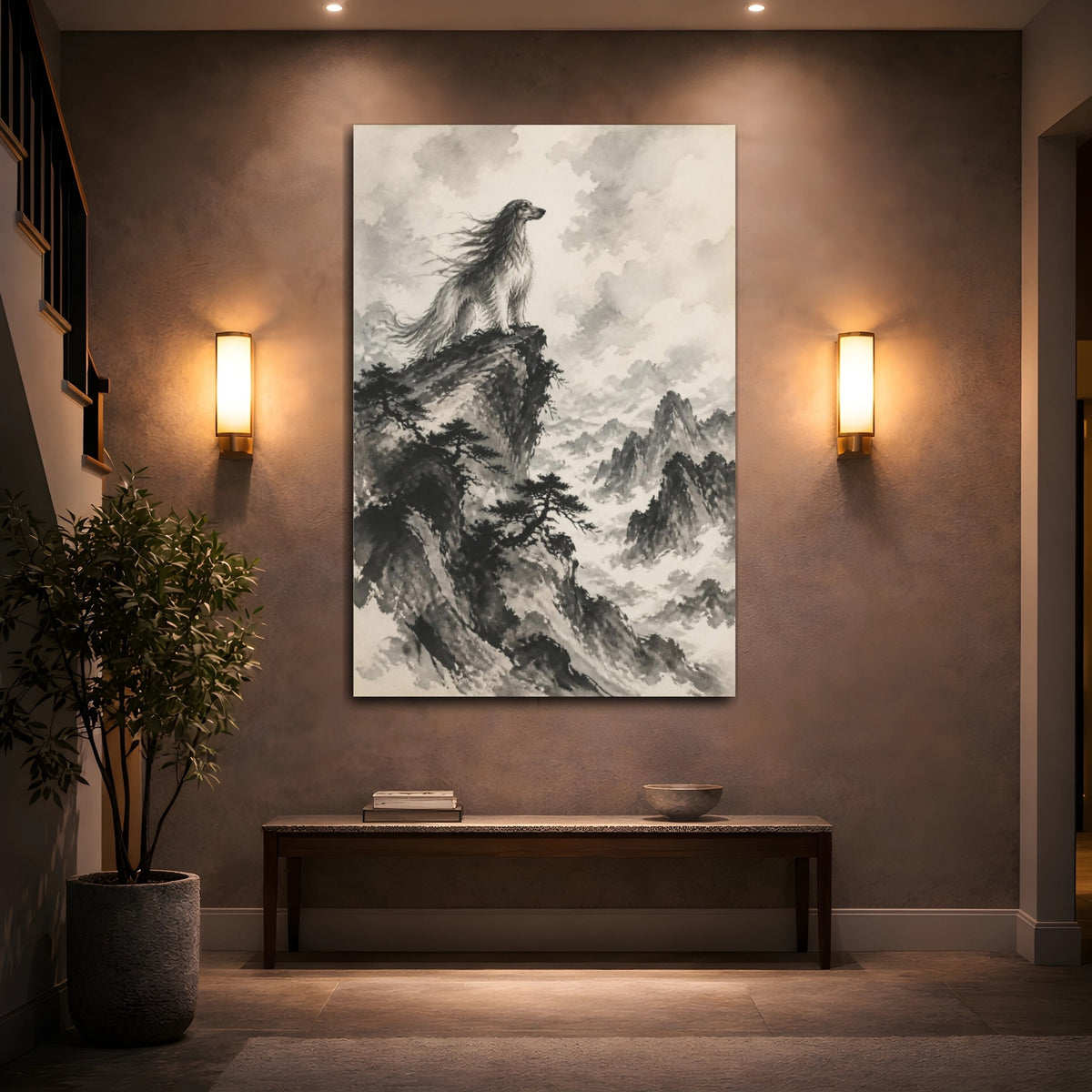 Mockup 2. Pets Majestic Afghan Hound shown as canvas print
