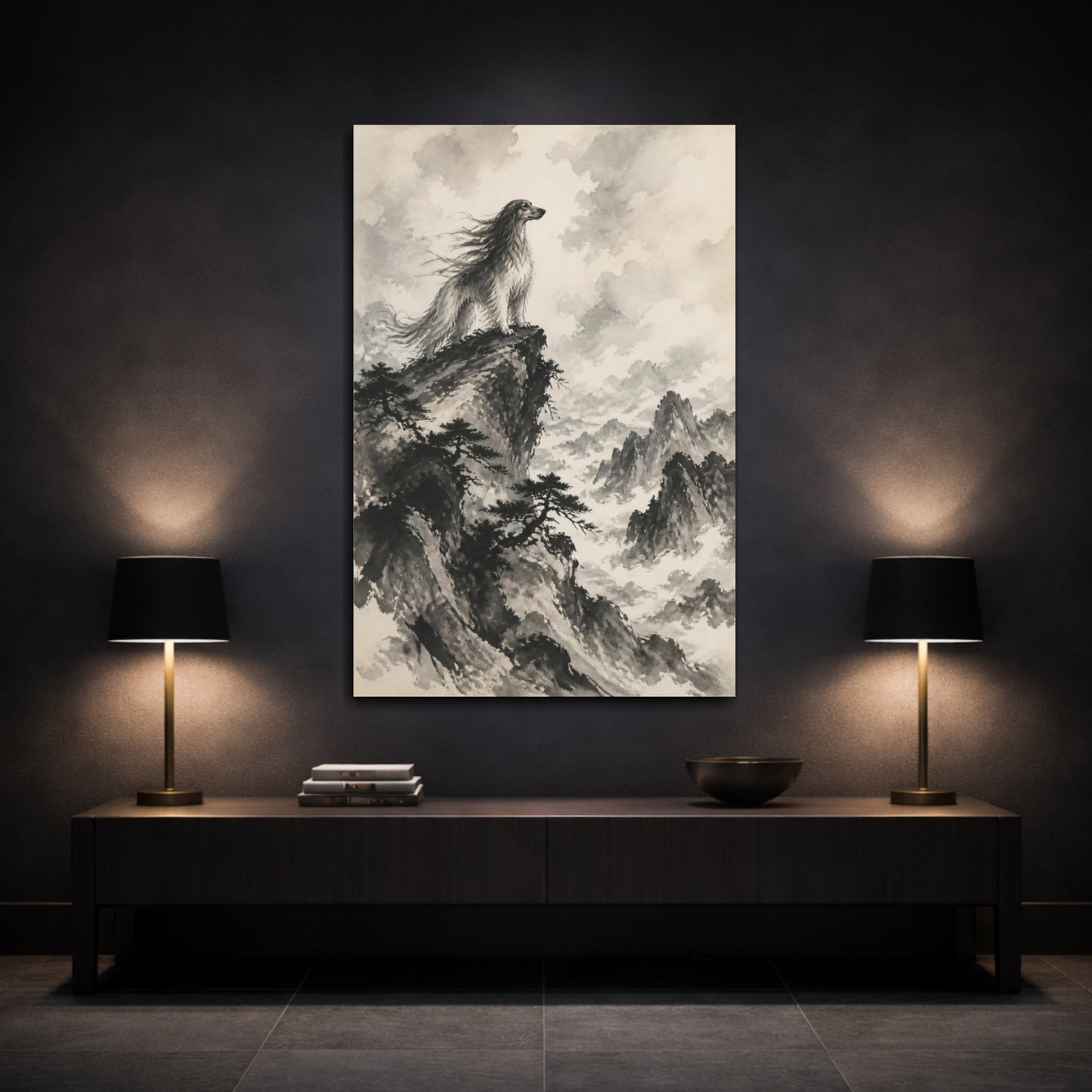 Mockup 3. Pets Majestic Afghan Hound shown as canvas print