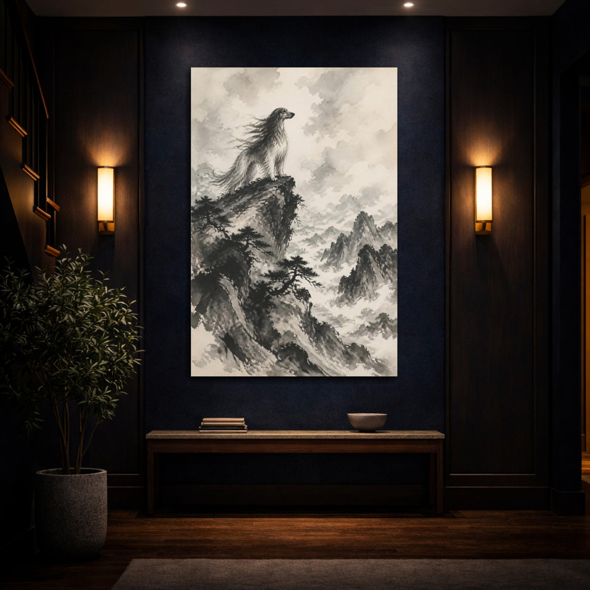Mockup 4. Pets Majestic Afghan Hound shown as canvas print