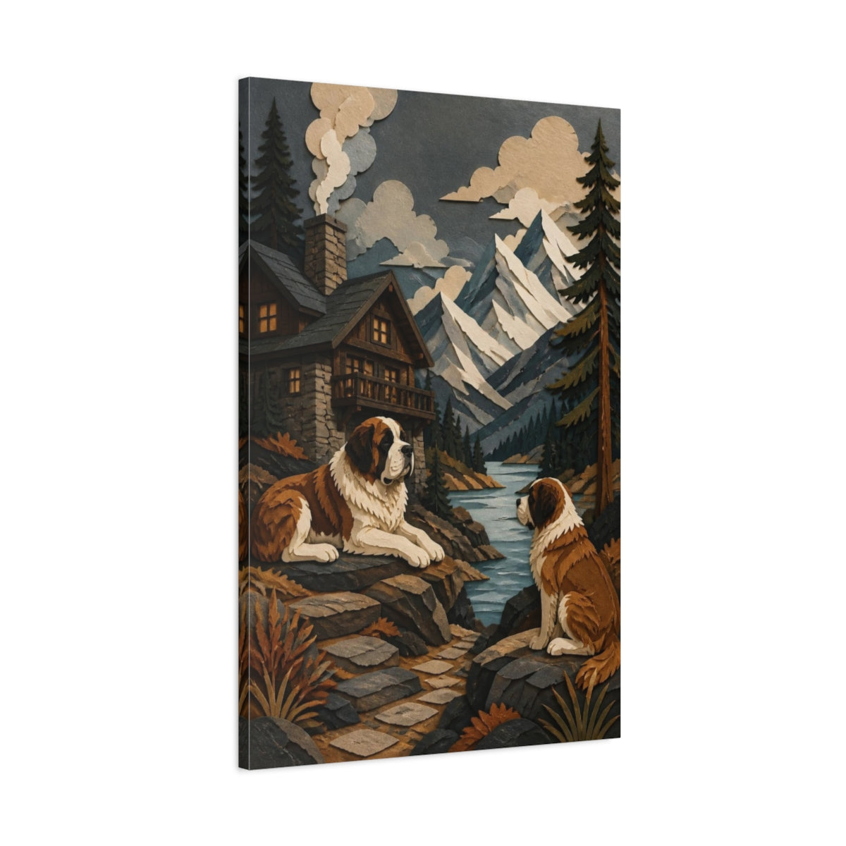 Main Mockup. Pets Saint Bernard Retreat shown as canvas print