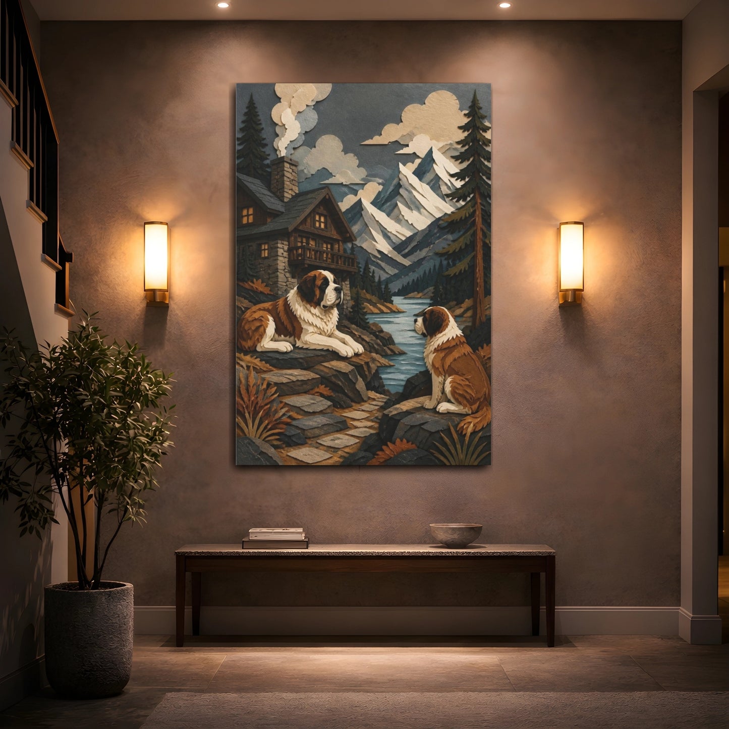 Mockup 2. Pets Saint Bernard Retreat shown as canvas print