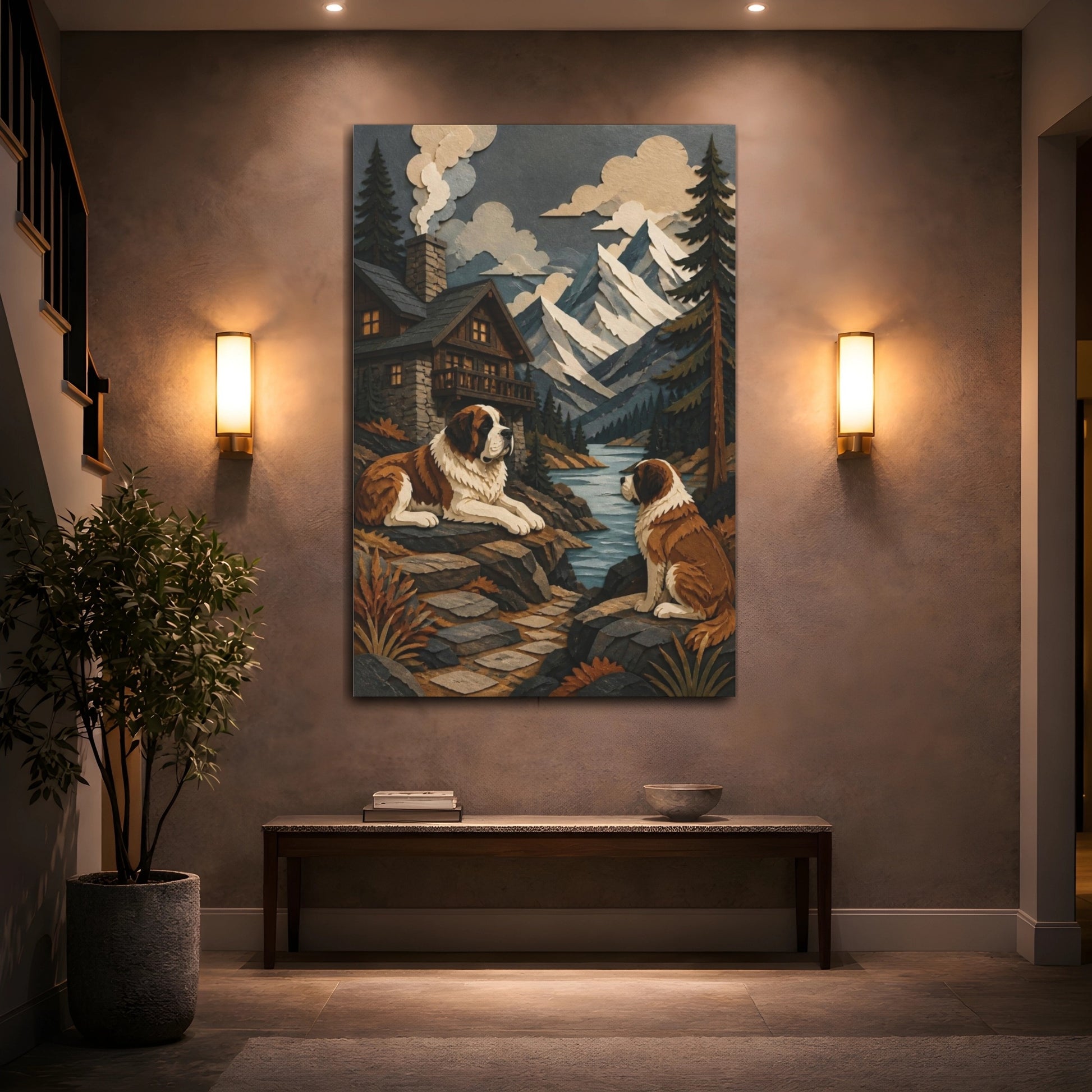 Mockup 2. Pets Saint Bernard Retreat shown as canvas print