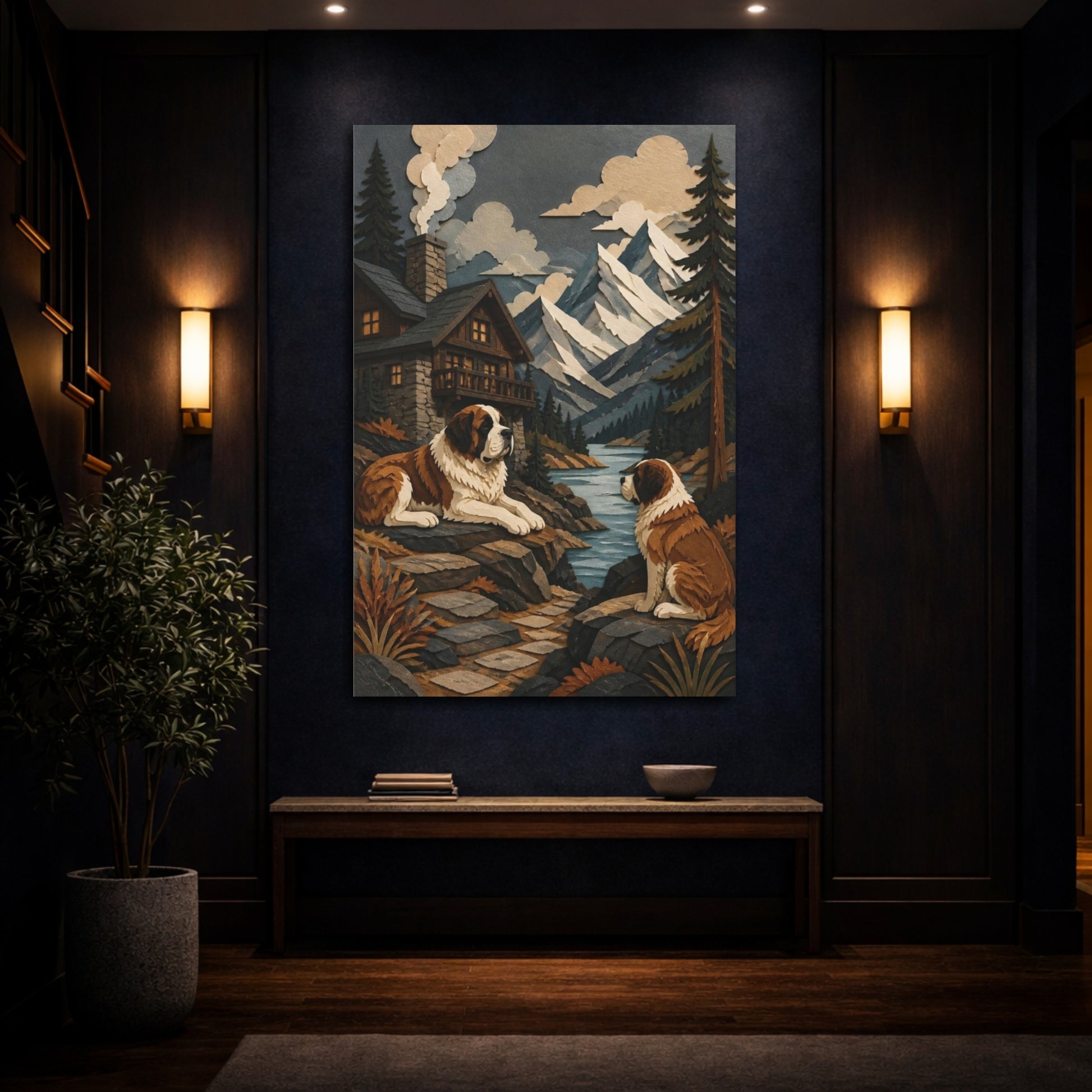 Mockup 4. Pets Saint Bernard Retreat shown as canvas print