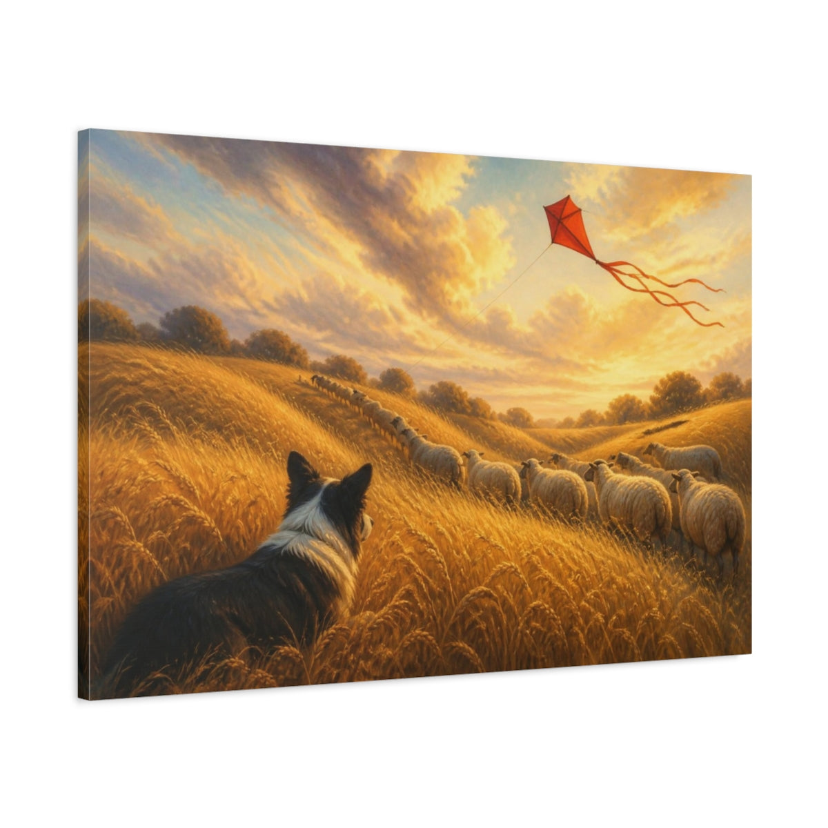 Main Mockup. Pets: Sheepdog In Wheat shown as canvas print