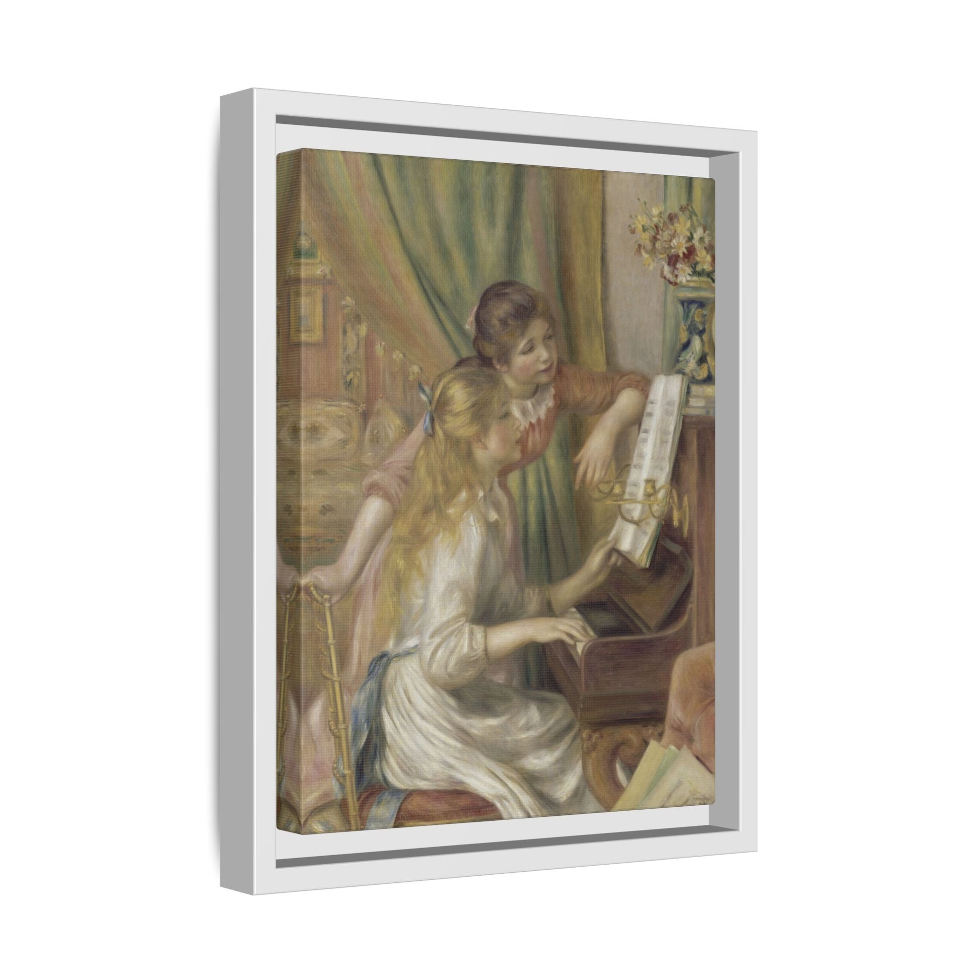 Piano Girls Renoir Canvas Print - Watercolor Music Wall Art in Exclusive Frame - YesArtYes