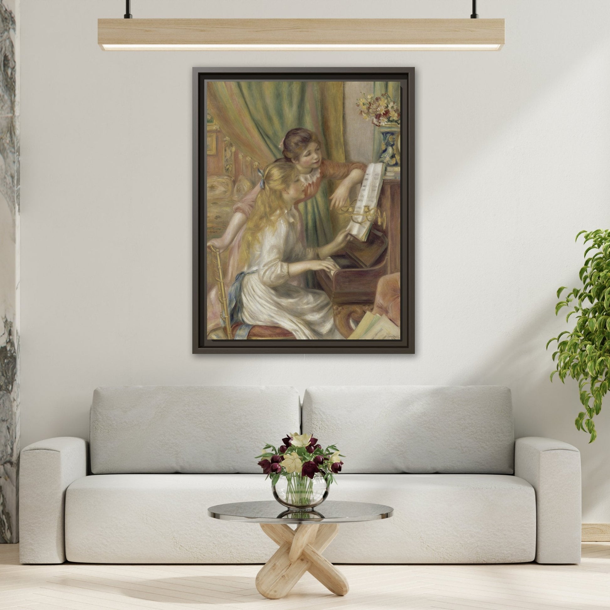 Piano Girls Renoir Canvas Print - Watercolor Music Wall Art in Exclusive Frame - YesArtYes
