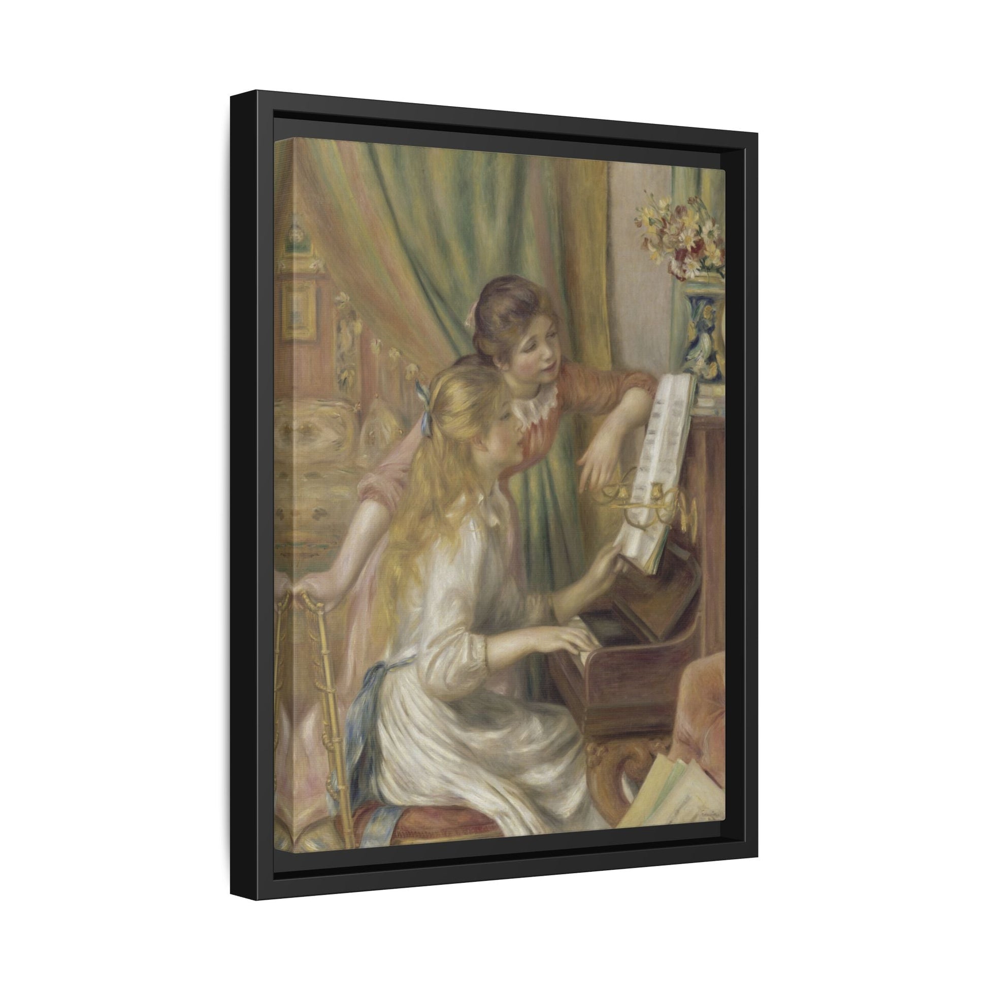 Piano Girls Renoir Canvas Print - Watercolor Music Wall Art in Exclusive Frame - YesArtYes