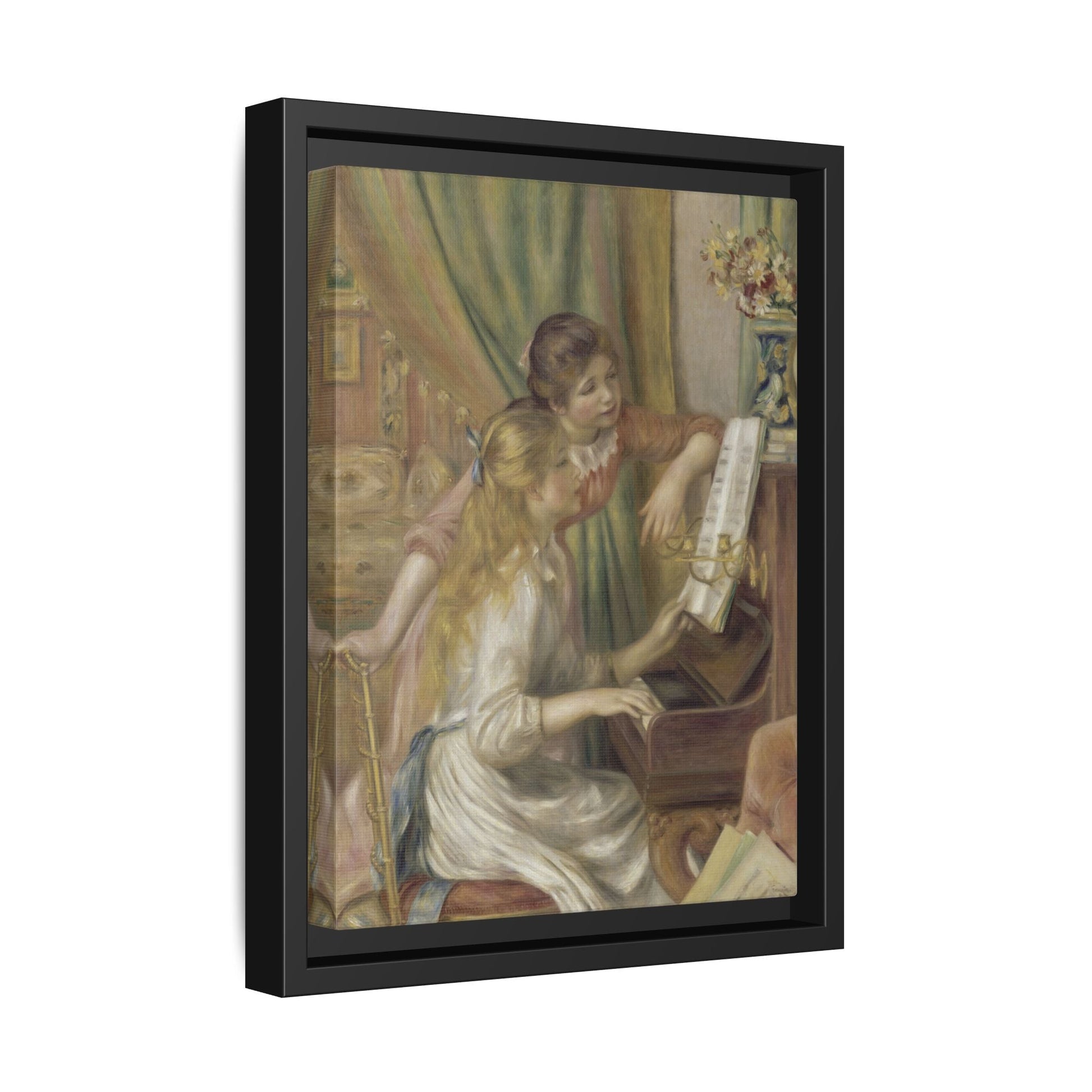 Piano Girls Renoir Canvas Print - Watercolor Music Wall Art in Exclusive Frame - YesArtYes