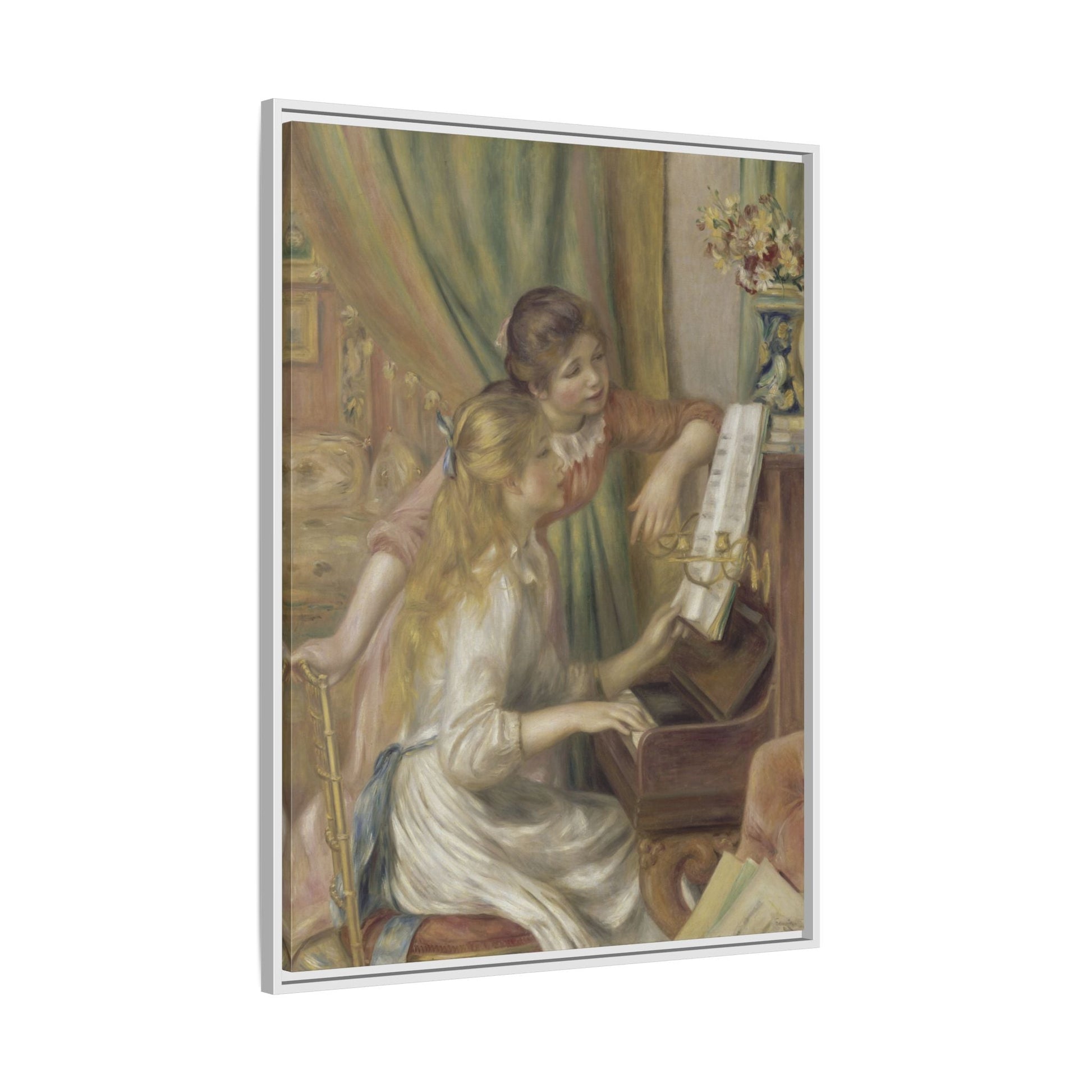 Piano Girls Renoir Canvas Print - Watercolor Music Wall Art in Exclusive Frame - YesArtYes