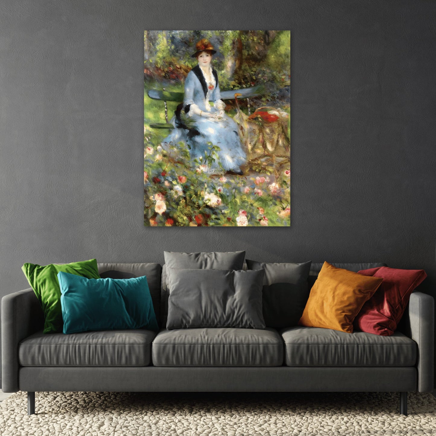 Pierre Auguste Renoir In the Roses - Floral Colorful Canvas Wall Art Prints