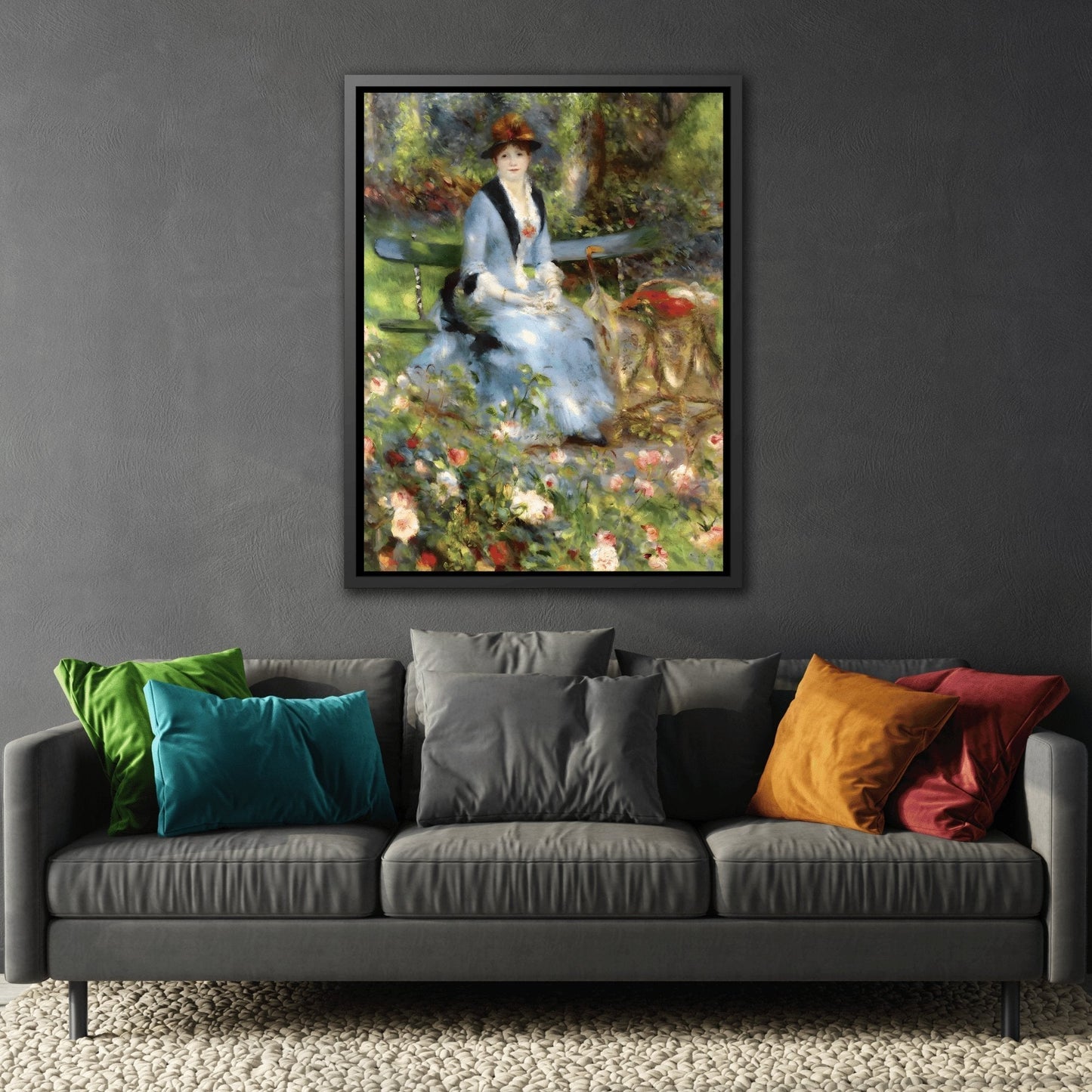 Pierre Auguste Renoir Roses - Framed Canvas Art Reproduction in Frame