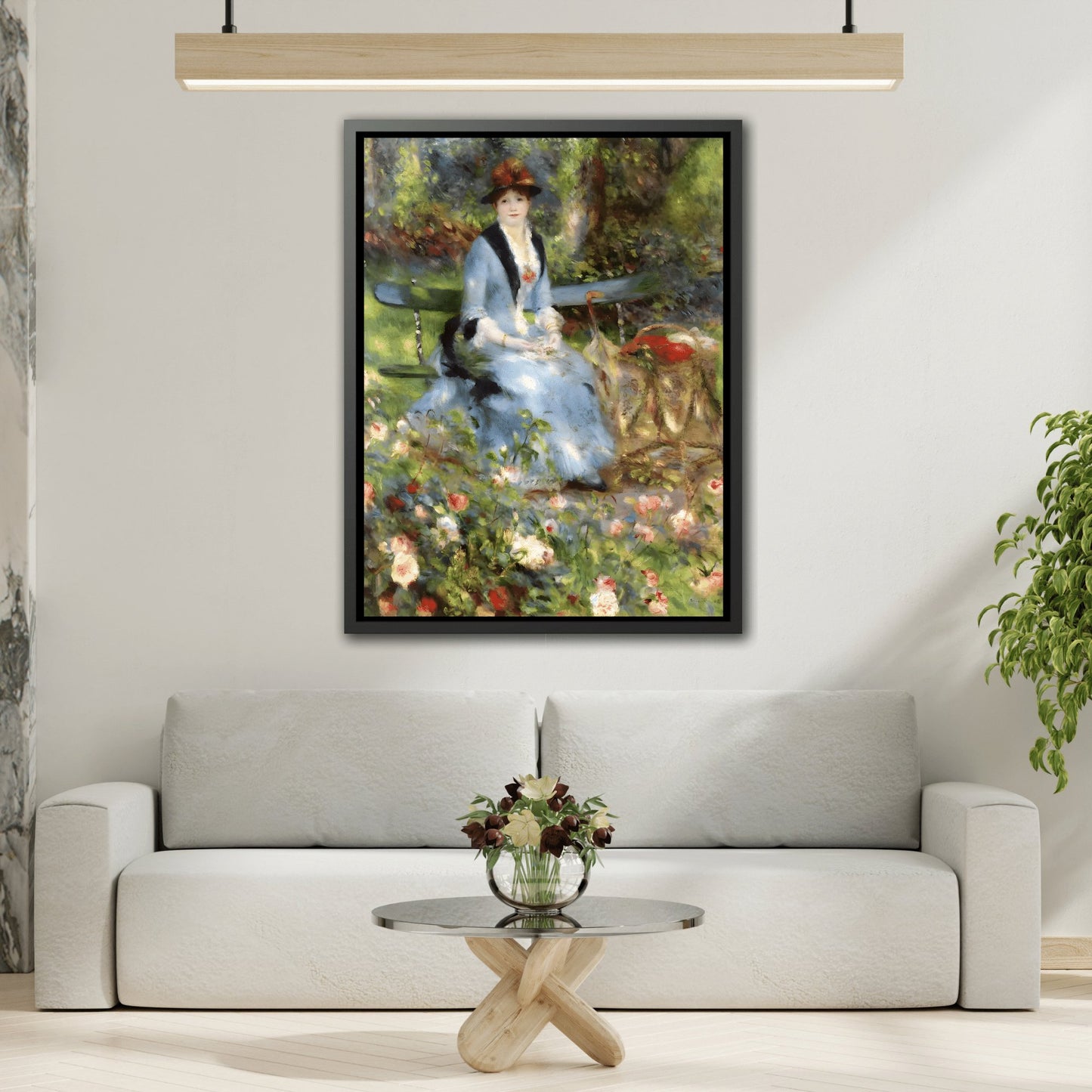 Pierre Auguste Renoir Roses - Framed Canvas Art Reproduction in Frame