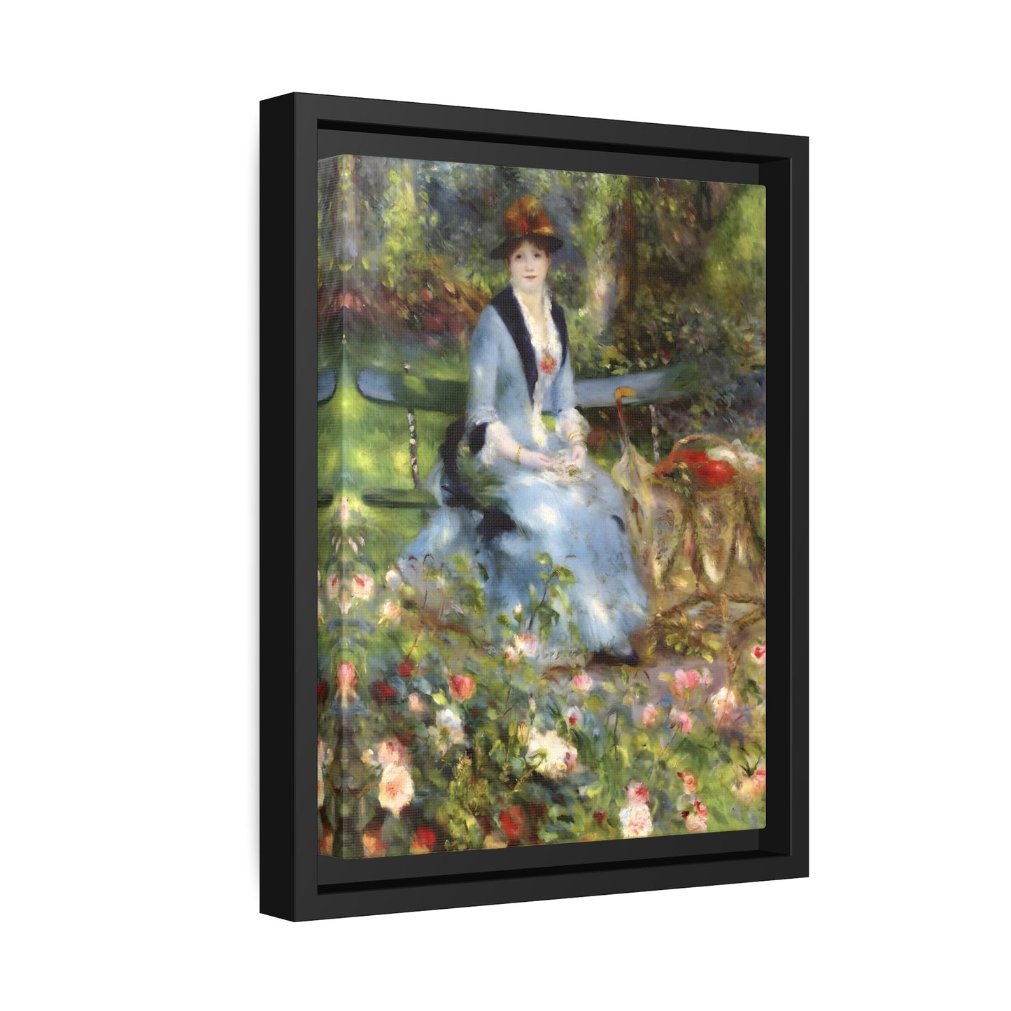 Pierre Auguste Renoir Roses - Framed Canvas Art Reproduction in Frame