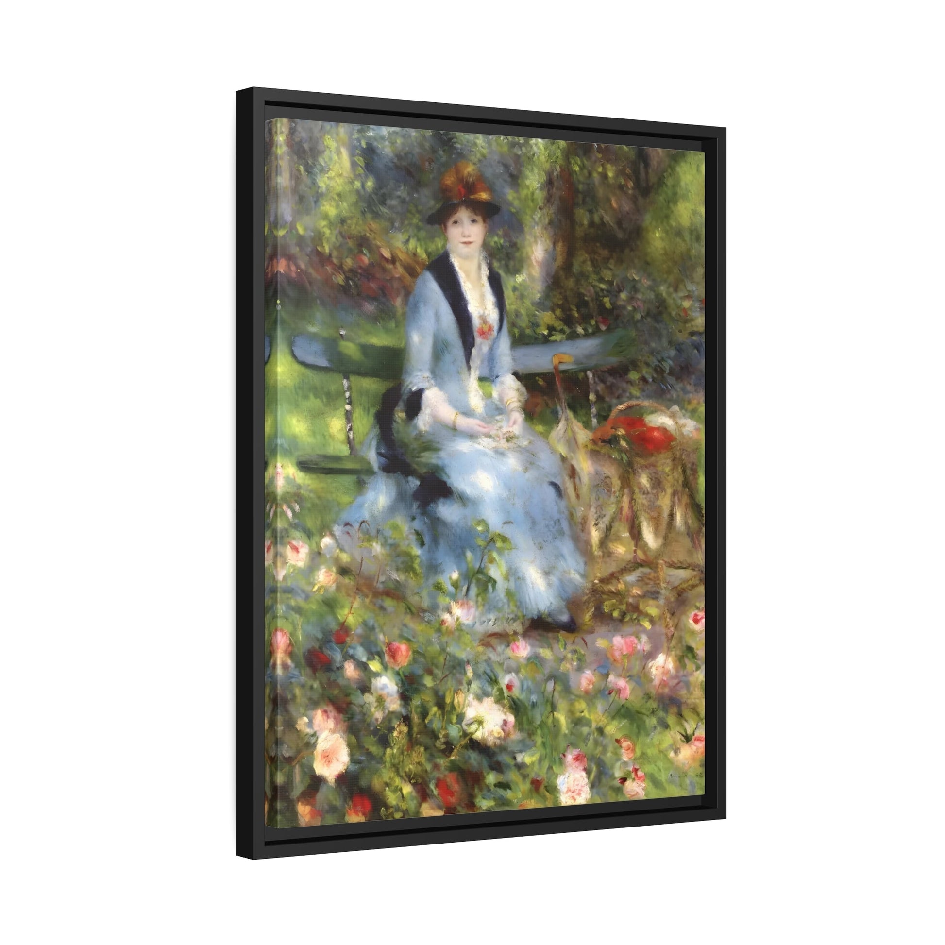 Pierre Auguste Renoir Roses - Framed Canvas Art Reproduction in Frame