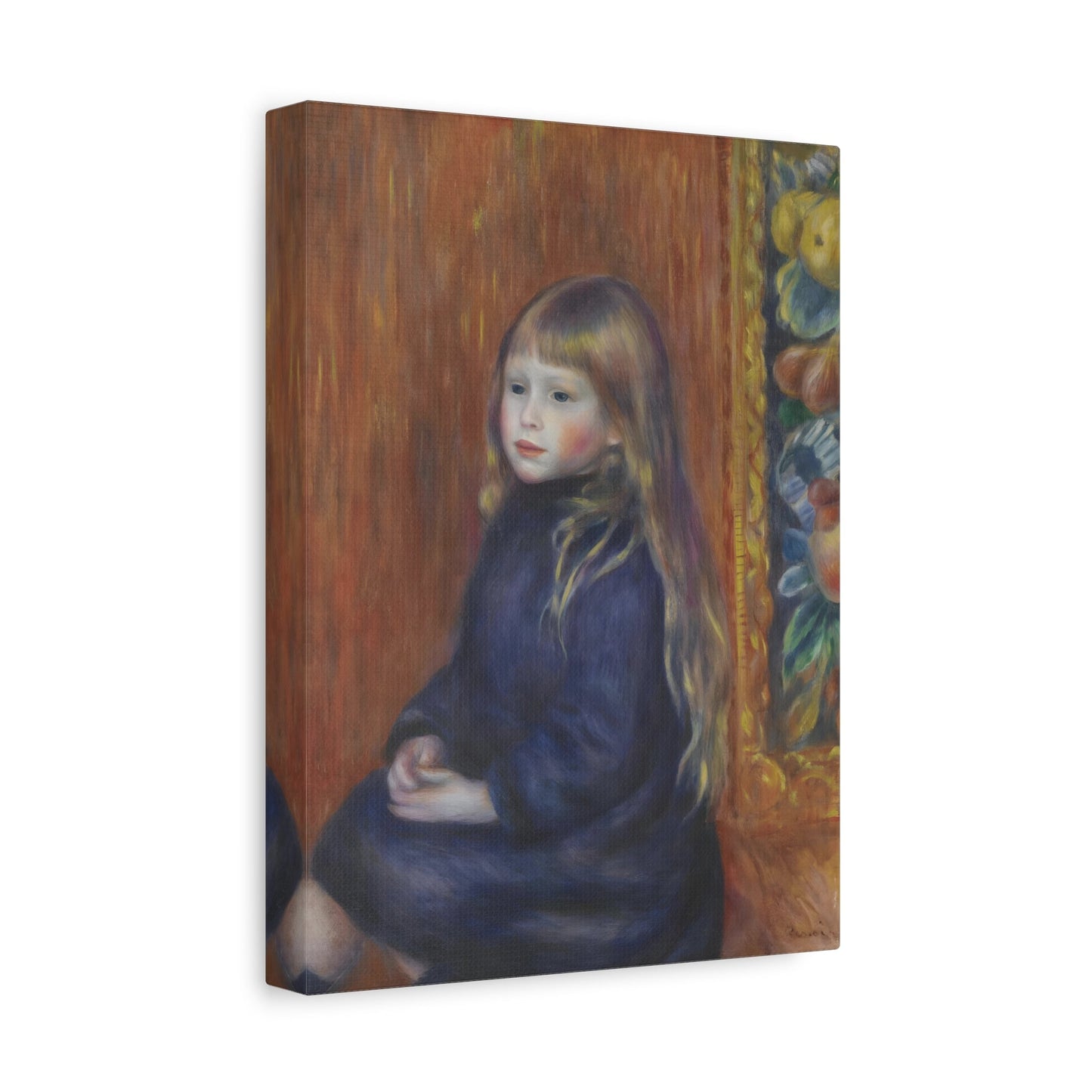 Pierre Auguste Renoir Seated Child in Blue Dress - Canvas Art Reproduction