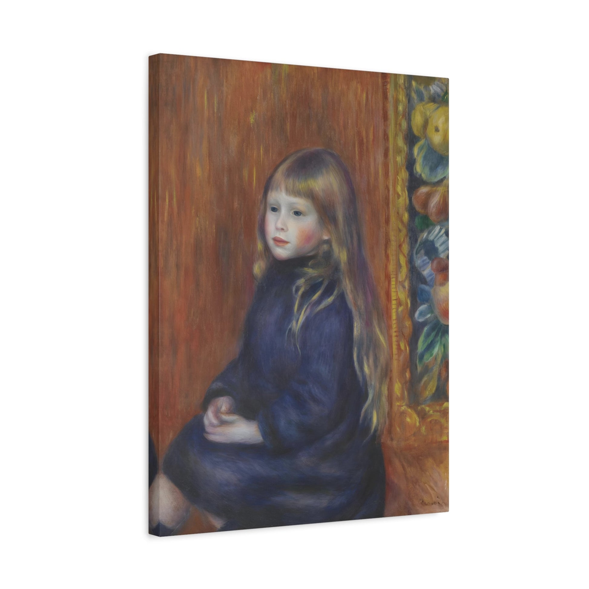 Pierre Auguste Renoir Seated Child in Blue Dress - Canvas Art Reproduction