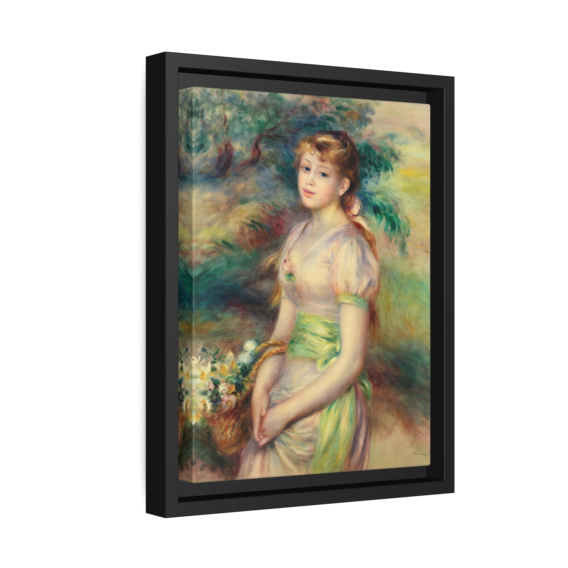 Pierre-Auguste Renoir Young Girl with Flowers Canvas Print - Framed Wall Art Reproduction