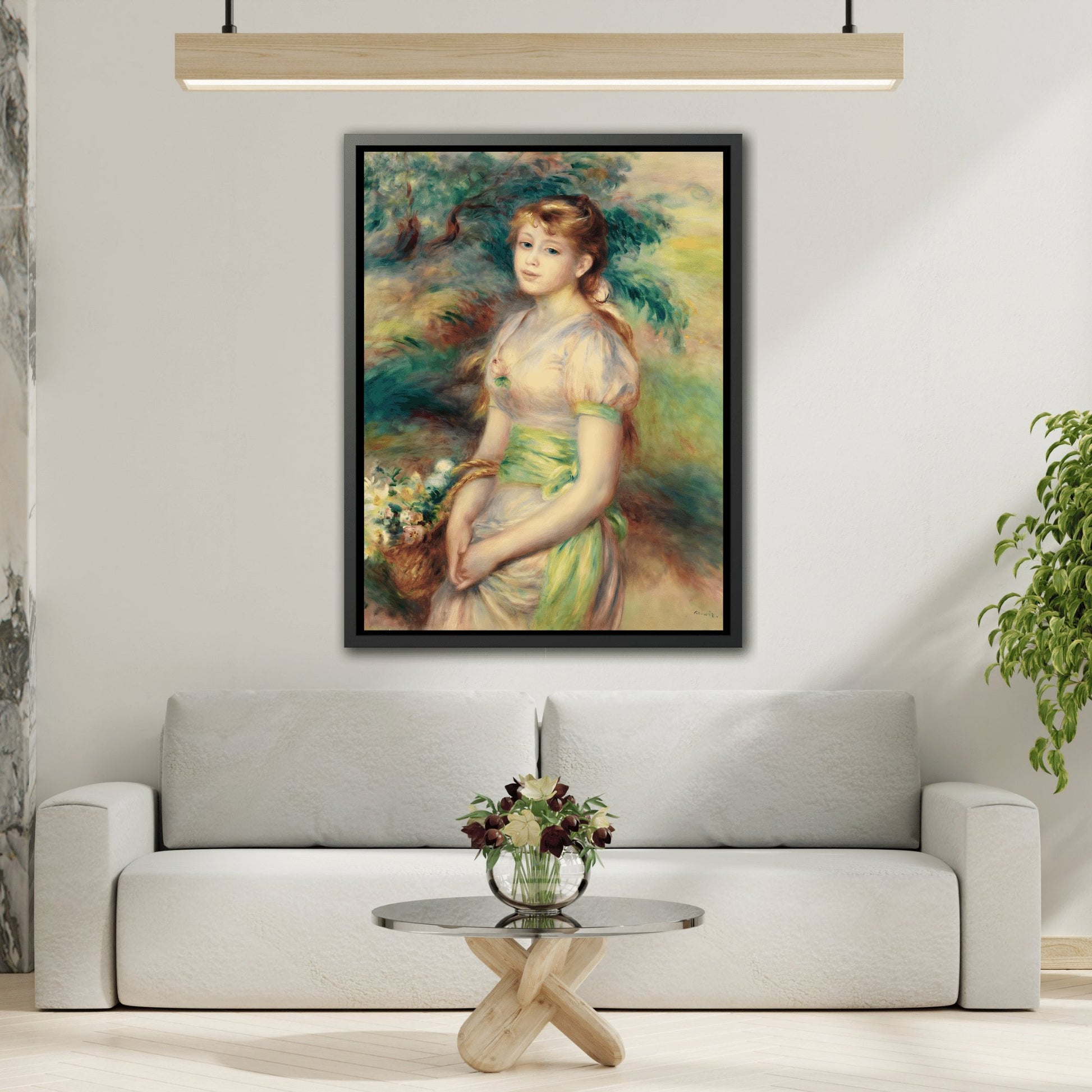 Pierre-Auguste Renoir Young Girl with Flowers Canvas Print - Framed Wall Art Reproduction