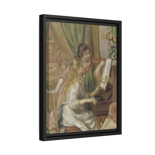 Pierre Auguste Renoir Young Girls at the Piano - Framed Canvas Art Reproduction