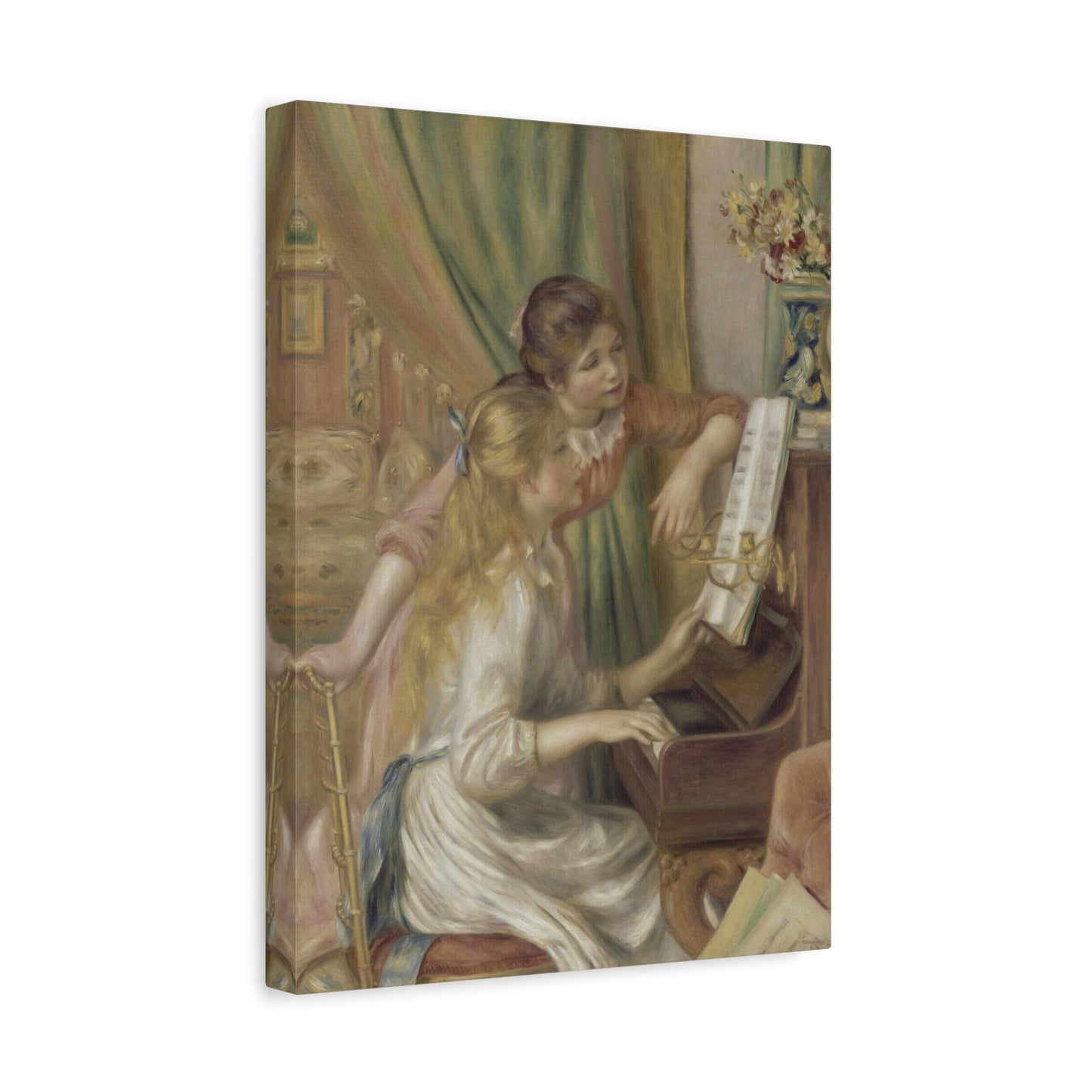 Pierre Auguste Renoir Young Girls at the Piano Painting - Canvas Wall Art Prints