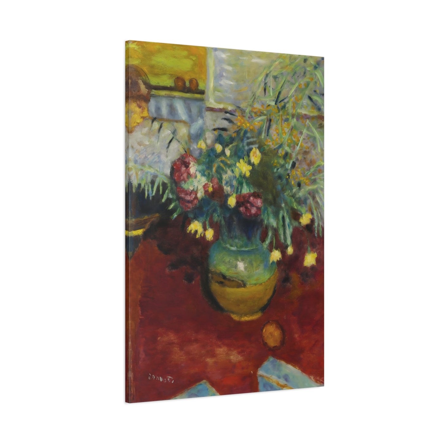 Pierre Bonnard Vase Flowers with Figure - Canvas Wall Art Print