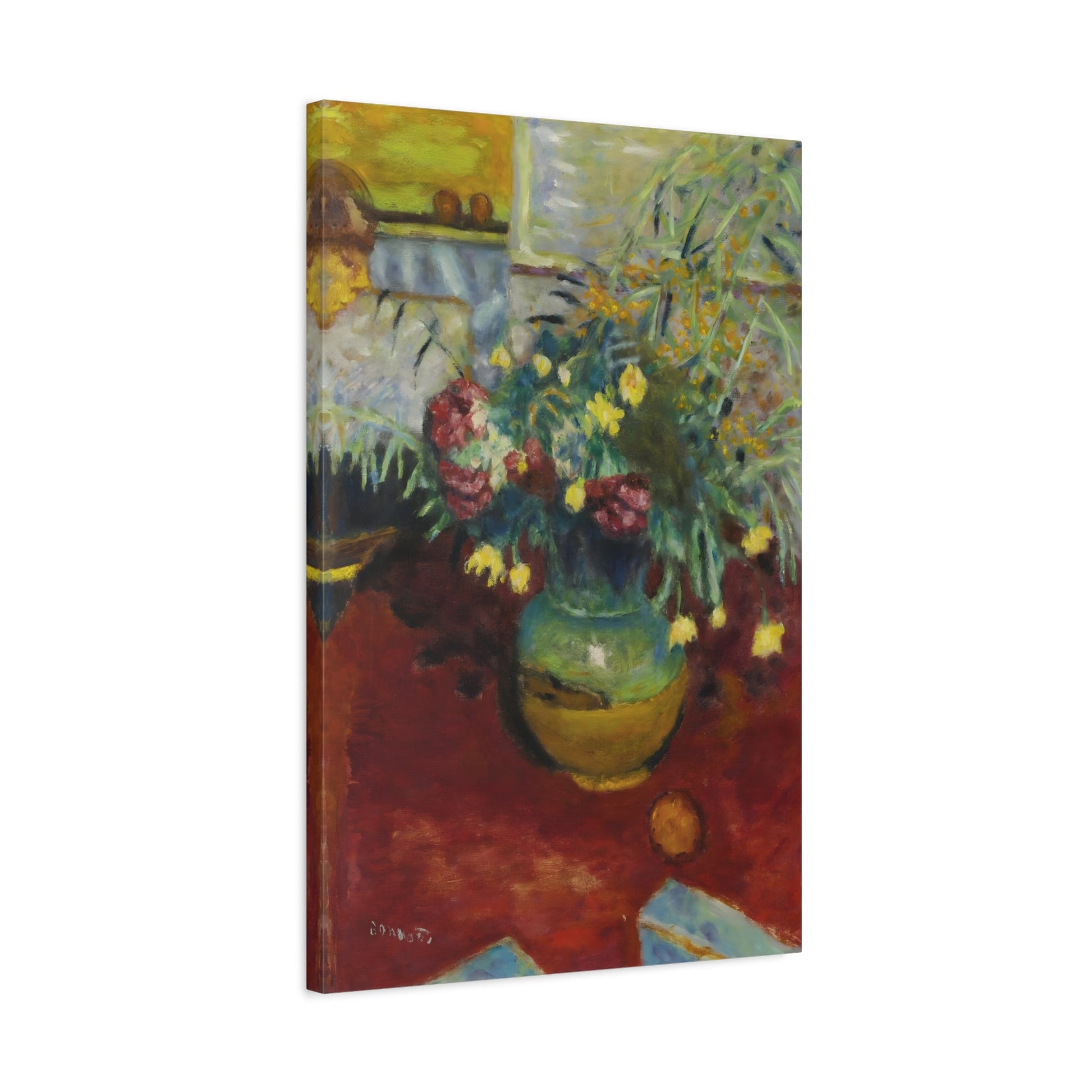 Pierre Bonnard Vase Flowers with Figure - Canvas Wall Art Print