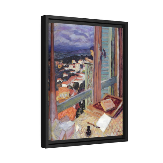 Pierre Bonnard Window - Framed Canvas Art Reproduction in Pinewood Frame