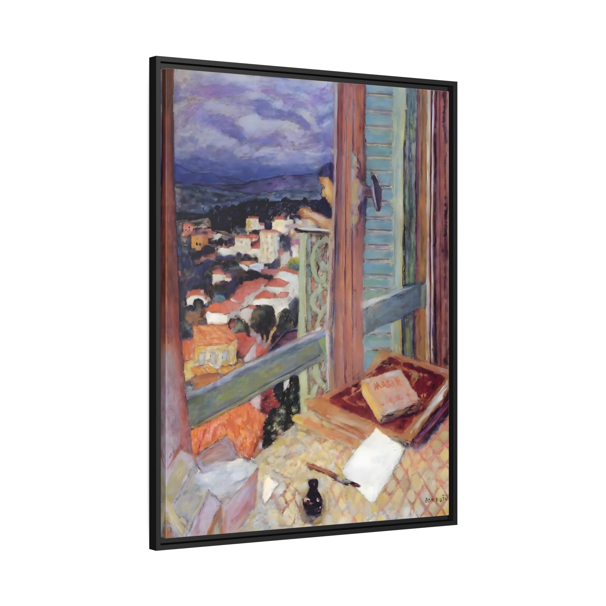 Pierre Bonnard Window - Framed Canvas Art Reproduction in Pinewood Frame