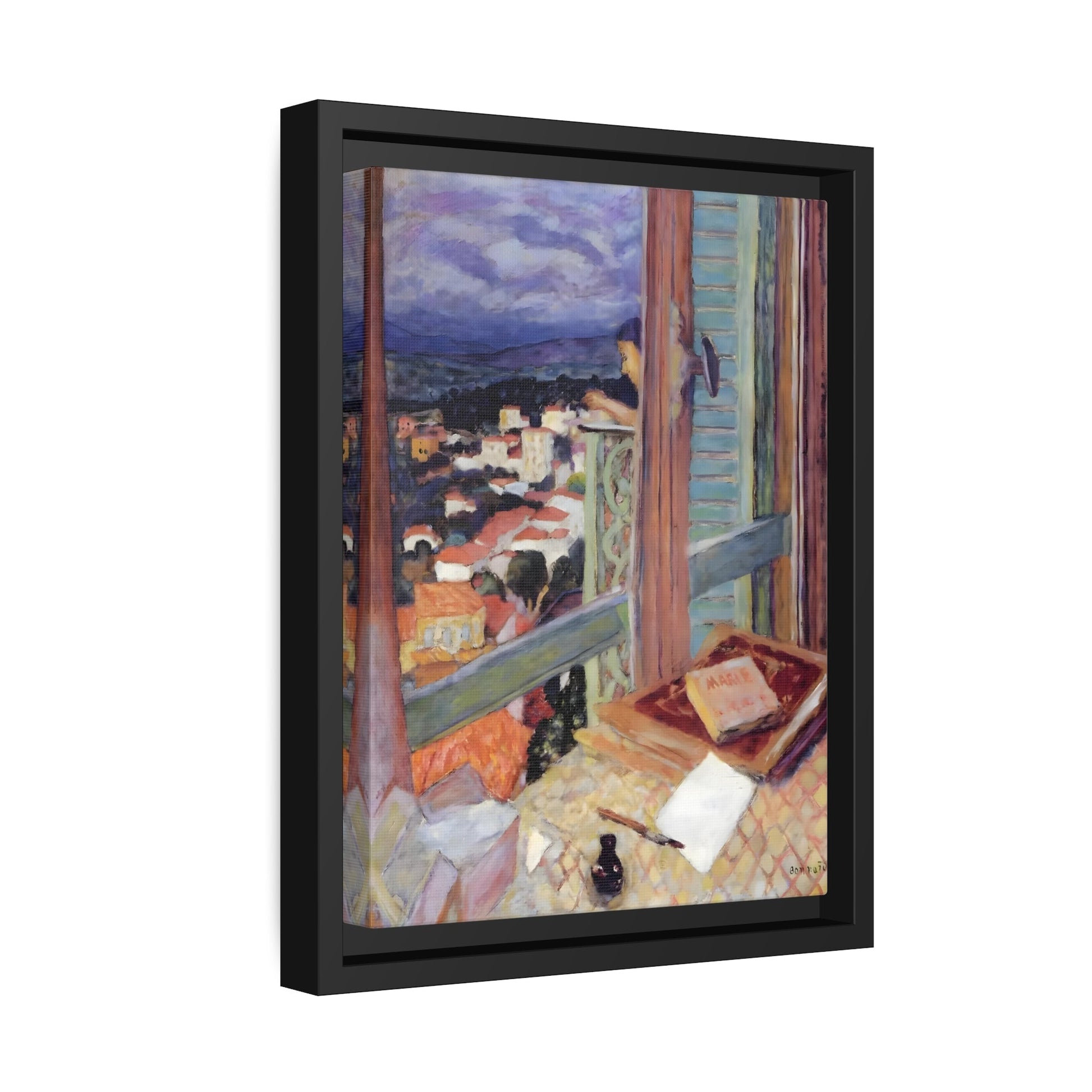 Pierre Bonnard Window - Framed Canvas Art Reproduction in Pinewood Frame