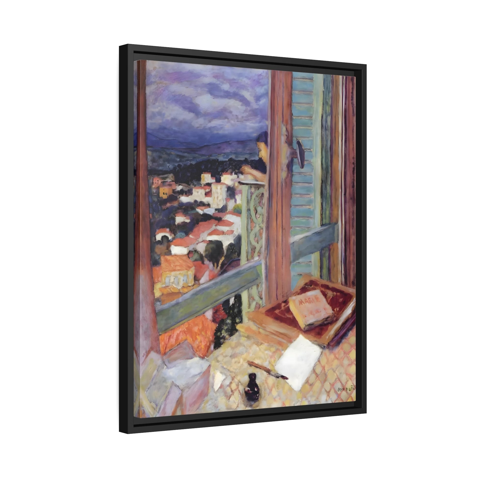 Pierre Bonnard Window - Framed Canvas Art Reproduction in Pinewood Frame