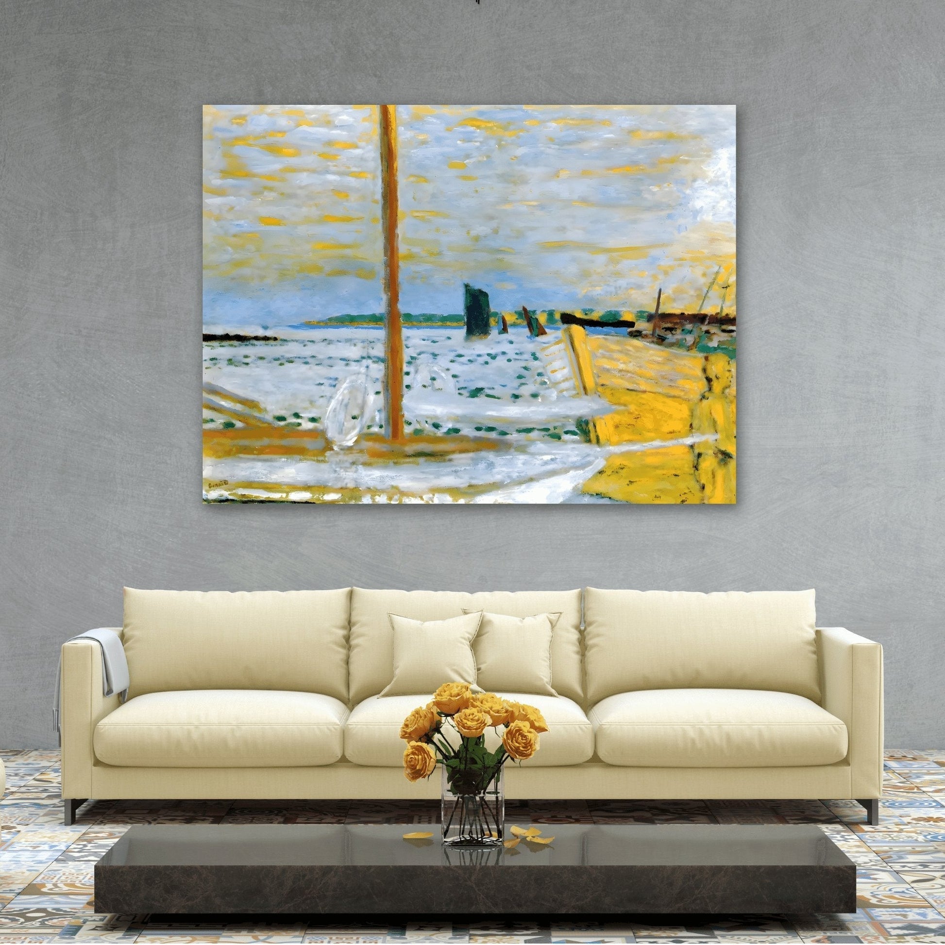 Pierre Bonnard Yellow Boat - Sea Landscape Canvas Wall Art Print