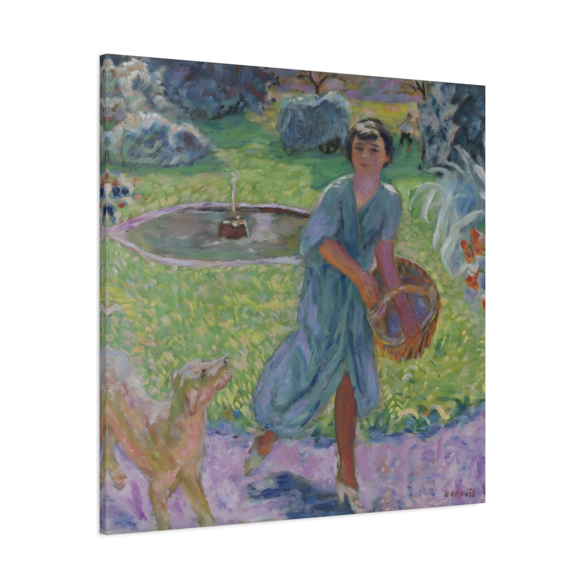 Pierre Bonnard Young Girl Playing with a Dog - Canvas Wall Art Print