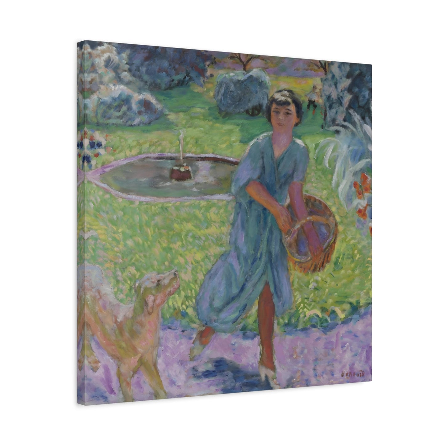 Pierre Bonnard Young Girl Playing with a Dog - Canvas Wall Art Print