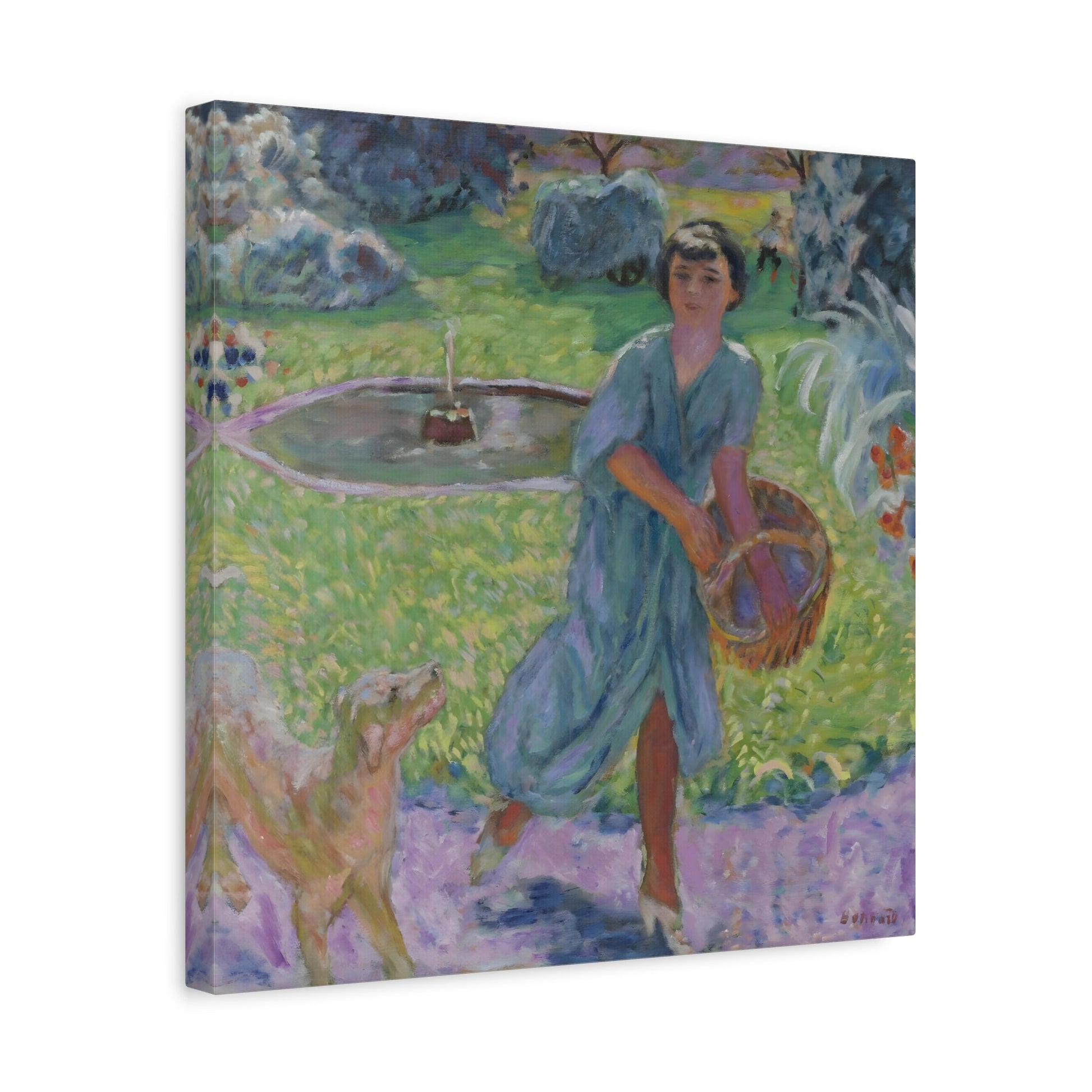 Pierre Bonnard Young Girl Playing with a Dog - Canvas Wall Art Print