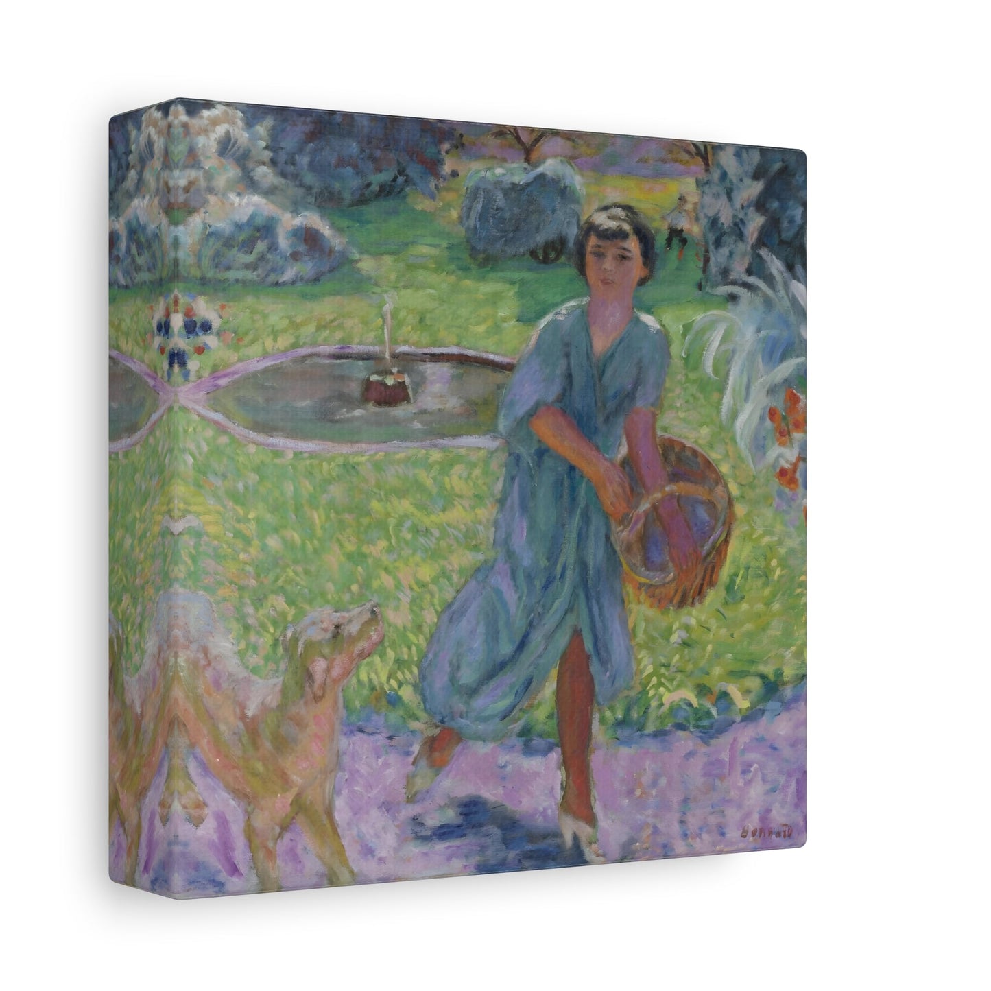 Pierre Bonnard Young Girl Playing with a Dog - Canvas Wall Art Print